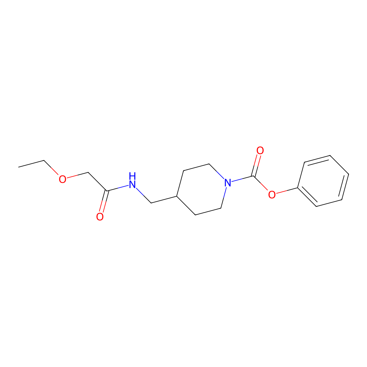 Phenyl 4-((2-ethoxyacetamido)methyl)piperidine-1-carboxylate molecular structure, CAS 1235010-90-8