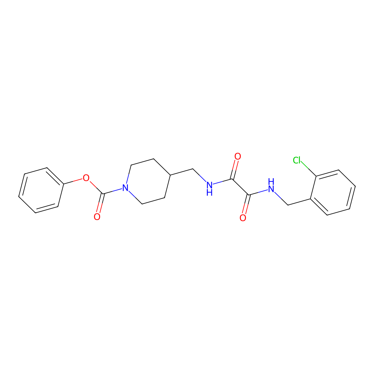 Phenyl 4-((2-((2-chlorobenzyl)amino)-2-oxoacetamido)methyl)piperidine-1-carboxylate molecular structure, CAS 1235012-48-2