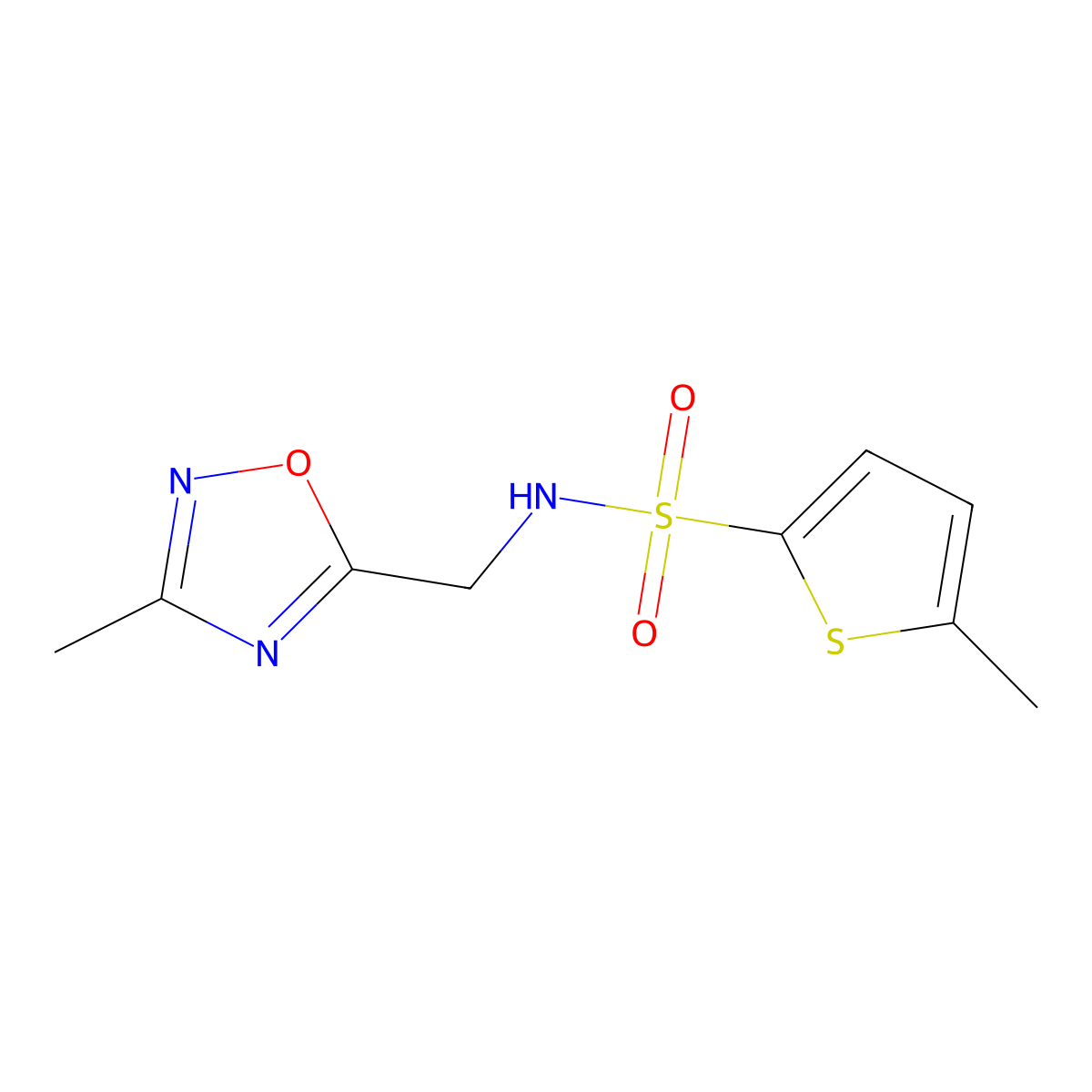 5-methyl-N-[(3-methyl-1,2,4-oxadiazol-5-yl)methyl]thiophene-2-sulfonamide molecular structure, CAS 1235012-86-8