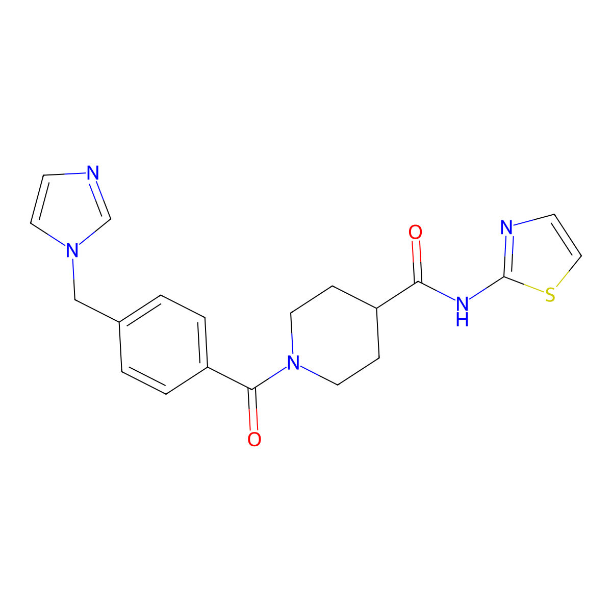 1-(4-((1H-imidazol-1-yl)methyl)benzoyl)-N-(thiazol-2-yl)piperidine-4-carboxamide molecular structure, CAS 1235013-91-8