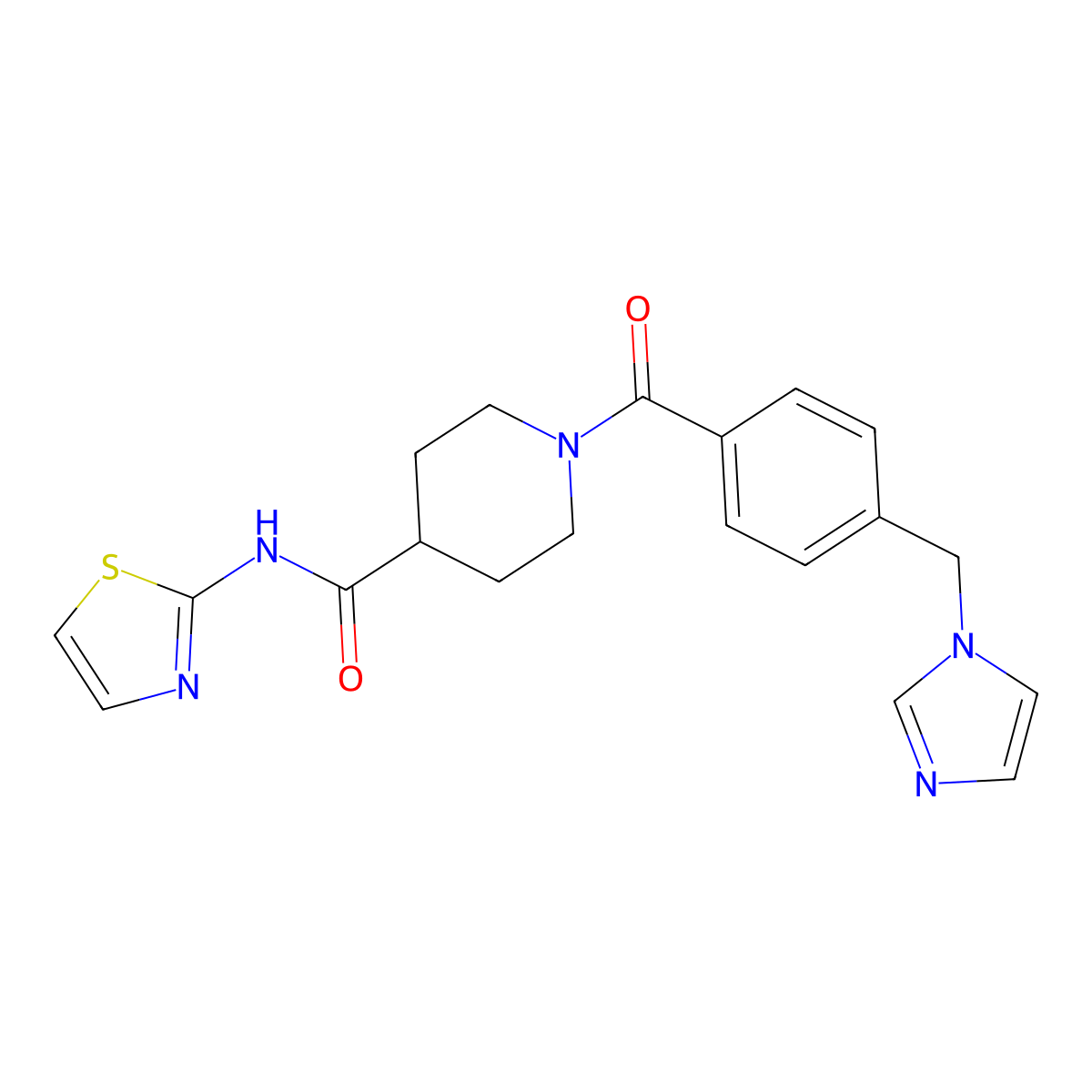 1-(4-((1H-imidazol-1-yl)methyl)benzoyl)-N-(thiazol-2-yl)piperidine-4-carboxamide molecular structure, CAS 1235013-91-8