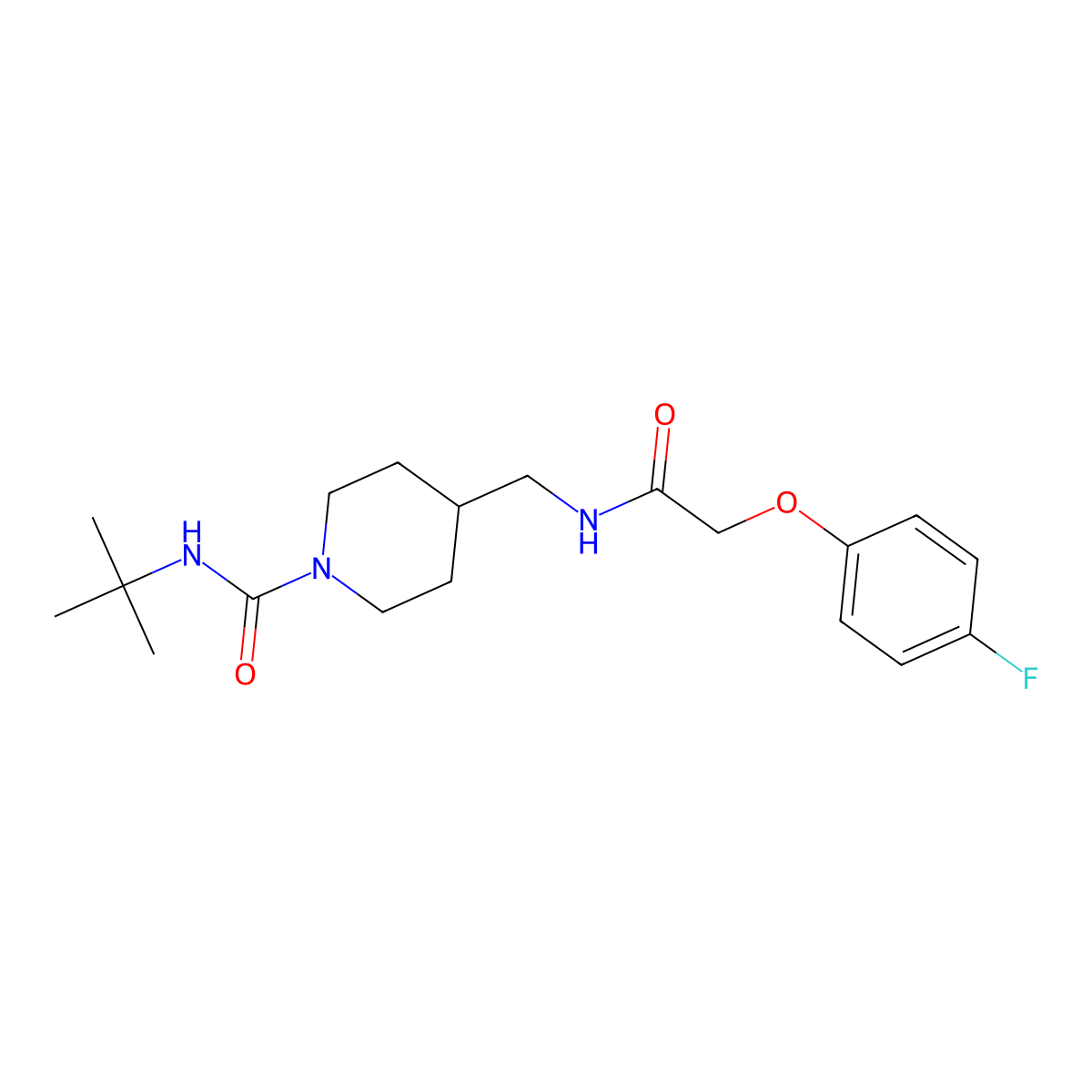 N-(tert-butyl)-4-((2-(4-fluorophenoxy)acetamido)methyl)piperidine-1-carboxamide molecular structure, CAS 1235015-07-2