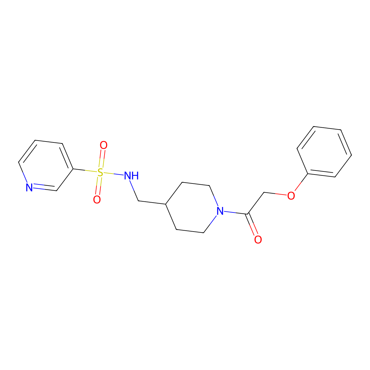 N-{[1-(2-phenoxyacetyl)piperidin-4-yl]methyl}pyridine-3-sulfonamide molecular structure, CAS 1235016-26-8
