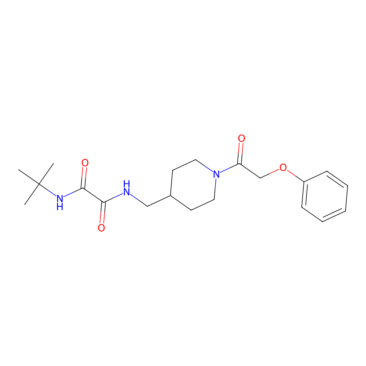 N1-(tert-butyl)-N2-((1-(2-phenoxyacetyl)piperidin-4-yl)methyl)oxalamide molecular structure, CAS 1235016-77-9