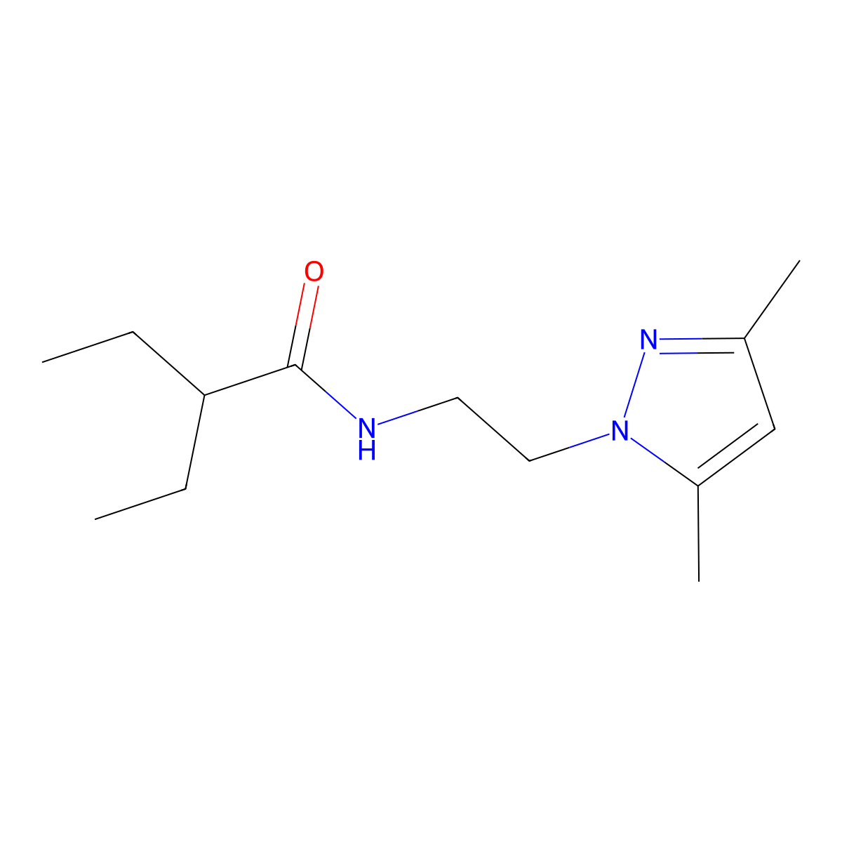 N-[2-(3,5-dimethyl-1H-pyrazol-1-yl)ethyl]-2-ethylbutanamide molecular structure, CAS 1235016-82-6