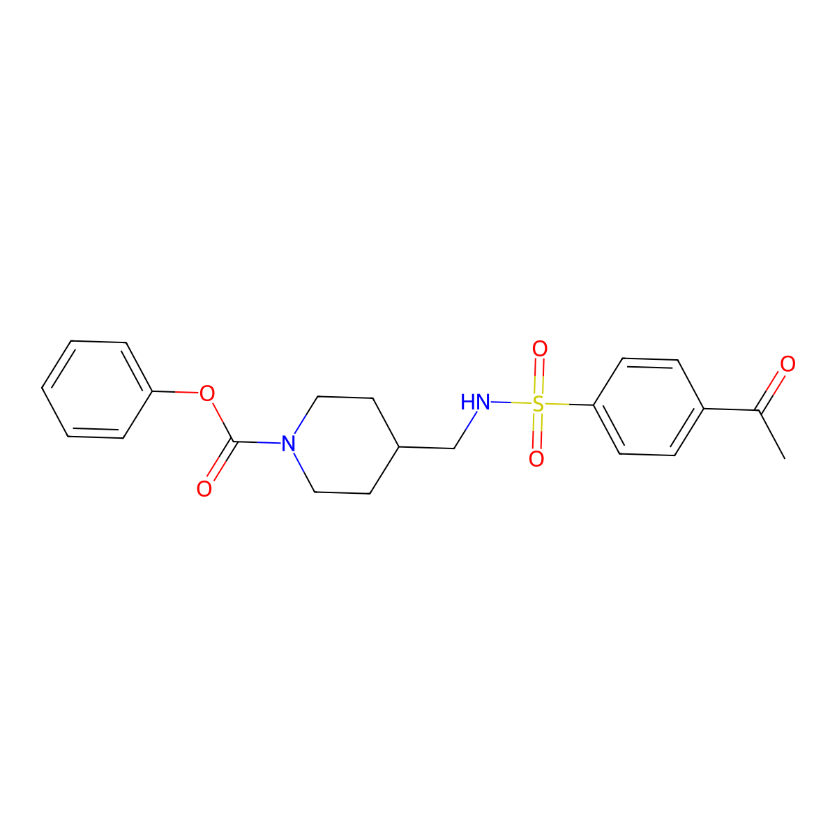 Phenyl 4-((4-acetylphenylsulfonamido)methyl)piperidine-1-carboxylate molecular structure, CAS 1235017-41-0