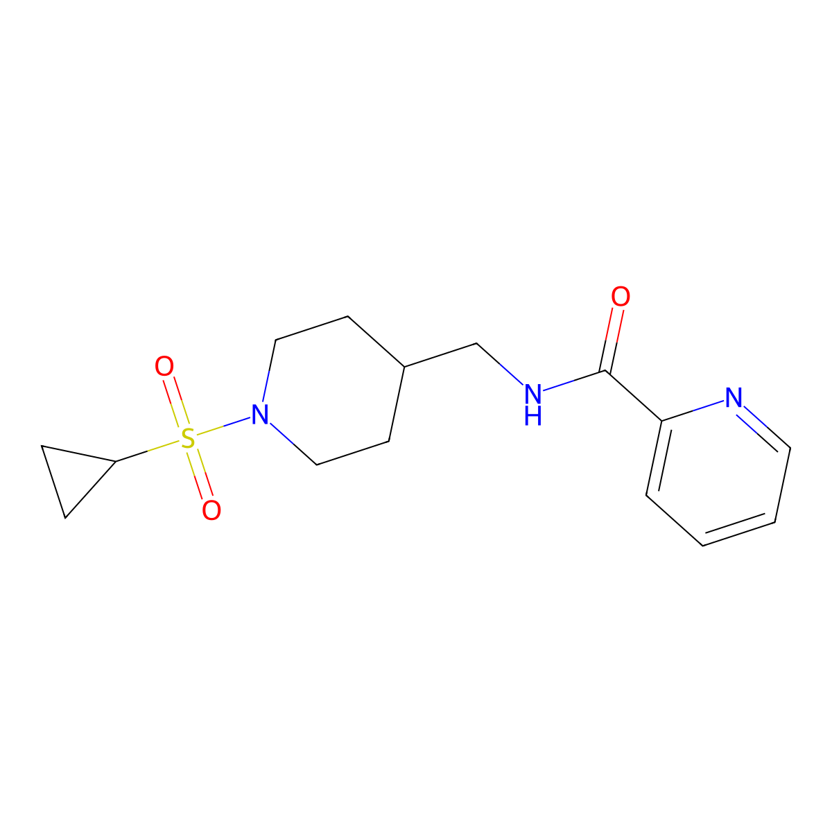 N-((1-(cyclopropylsulfonyl)piperidin-4-yl)methyl)picolinamide molecular structure, CAS 1235018-01-5