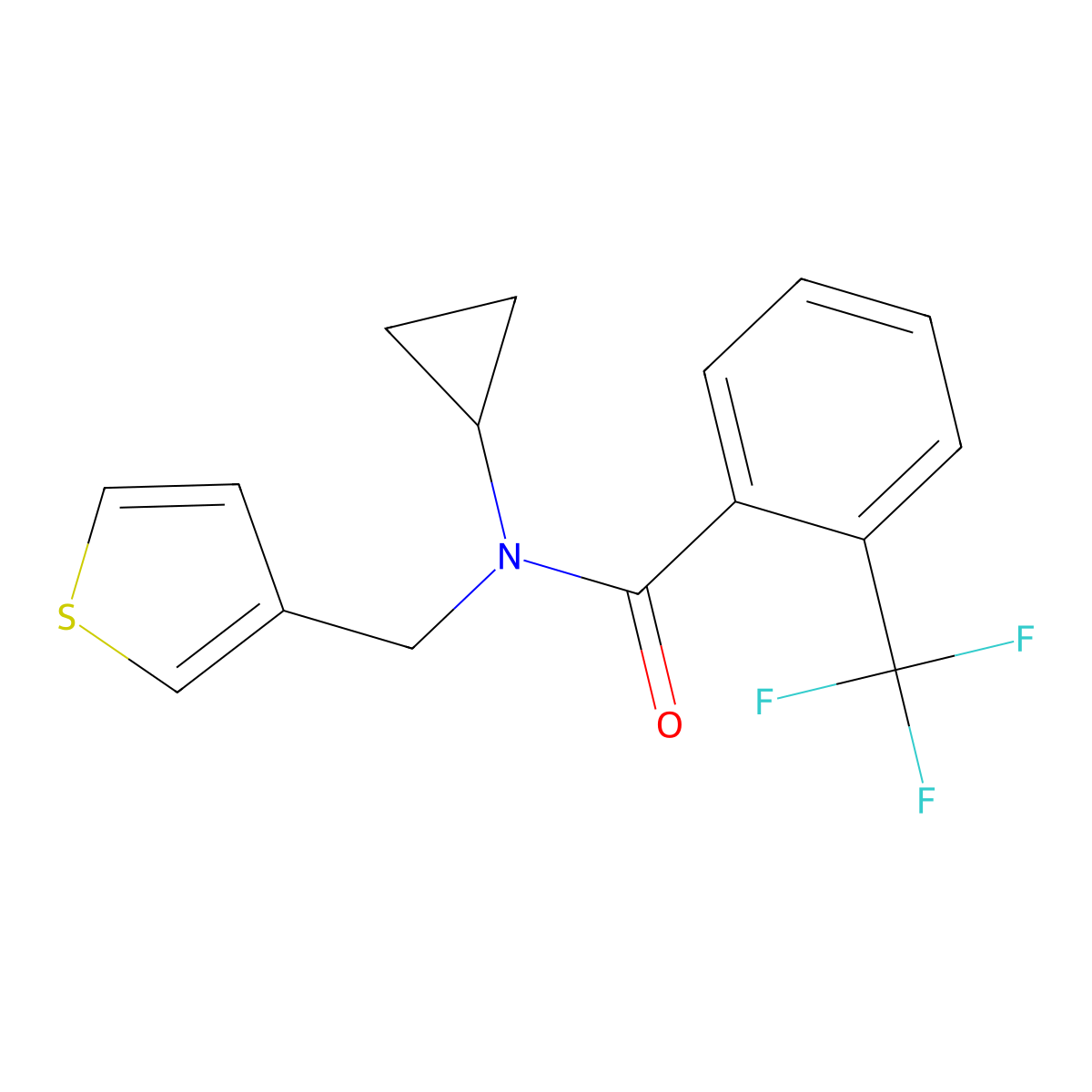 N-cyclopropyl-N-(thiophen-3-ylmethyl)-2-(trifluoromethyl)benzamide molecular structure, CAS 1235019-84-7