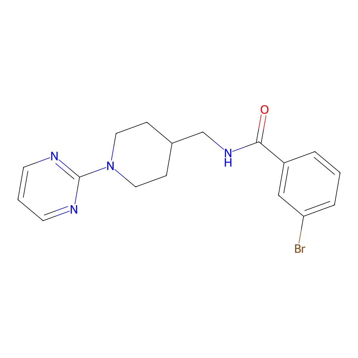 3-bromo-N-{[1-(pyrimidin-2-yl)piperidin-4-yl]methyl}benzamide molecular structure, CAS 1235019-86-9