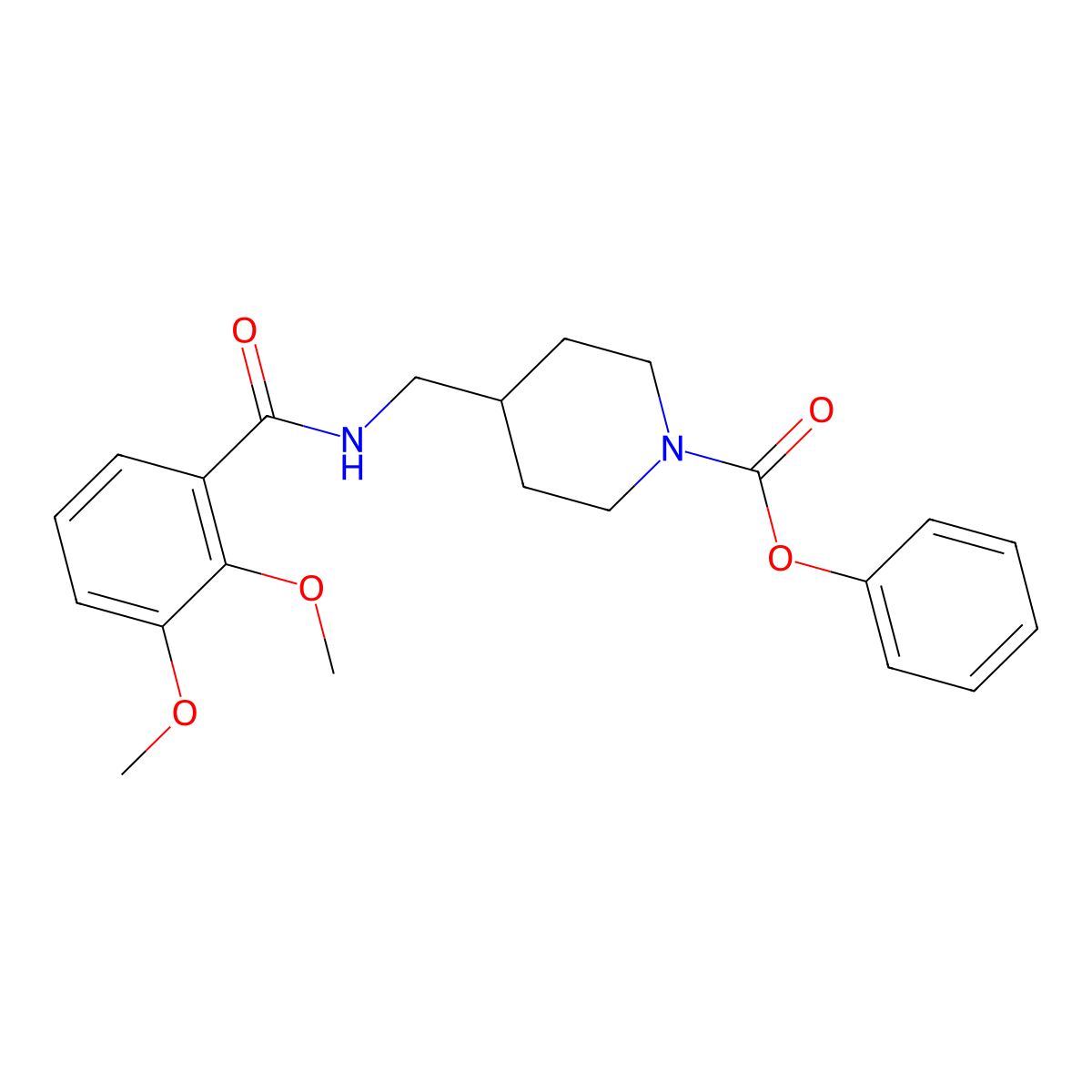 Phenyl 4-((2,3-dimethoxybenzamido)methyl)piperidine-1-carboxylate molecular structure, CAS 1235020-34-4