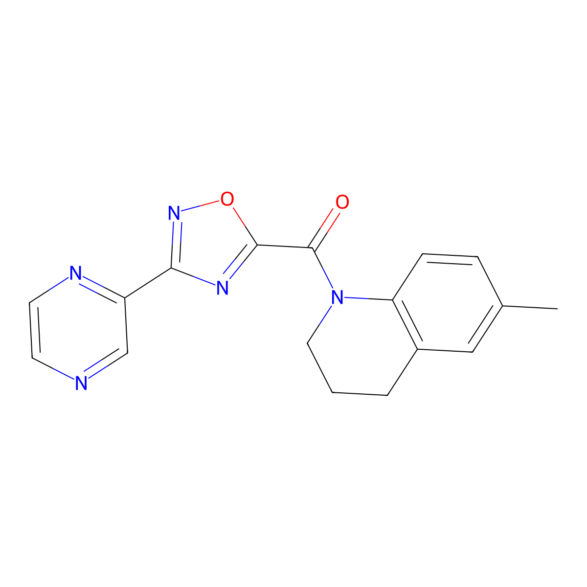 (6-methyl-3,4-dihydroquinolin-1(2H)-yl)(3-(pyrazin-2-yl)-1,2,4-oxadiazol-5-yl)methanone molecular structure, CAS 1235020-46-8
