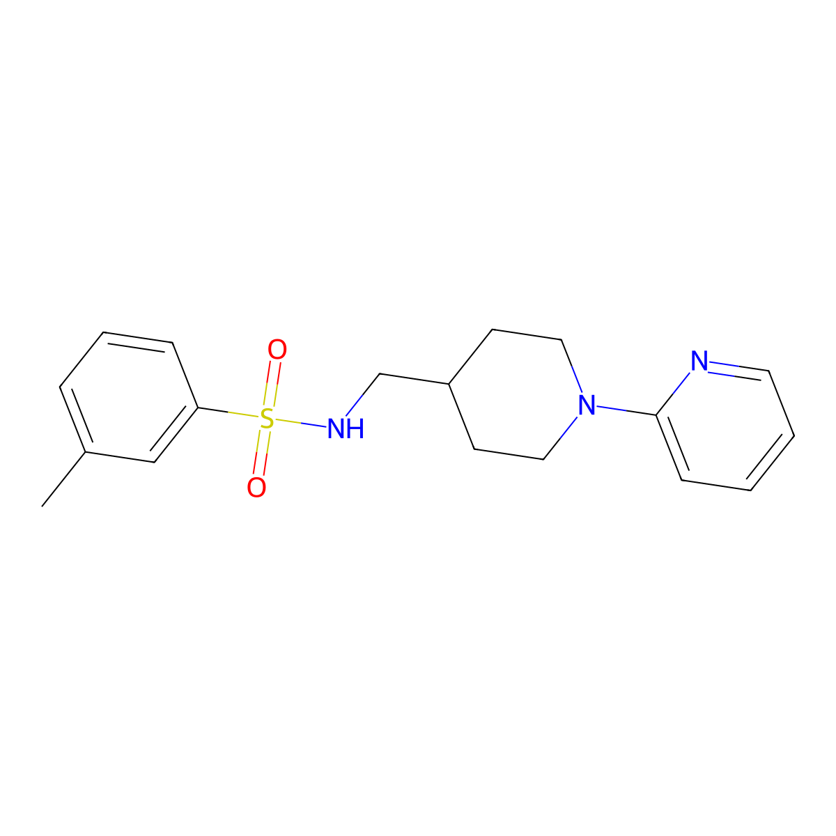 3-methyl-N-((1-(pyridin-2-yl)piperidin-4-yl)methyl)benzenesulfonamide molecular structure, CAS 1235020-74-2