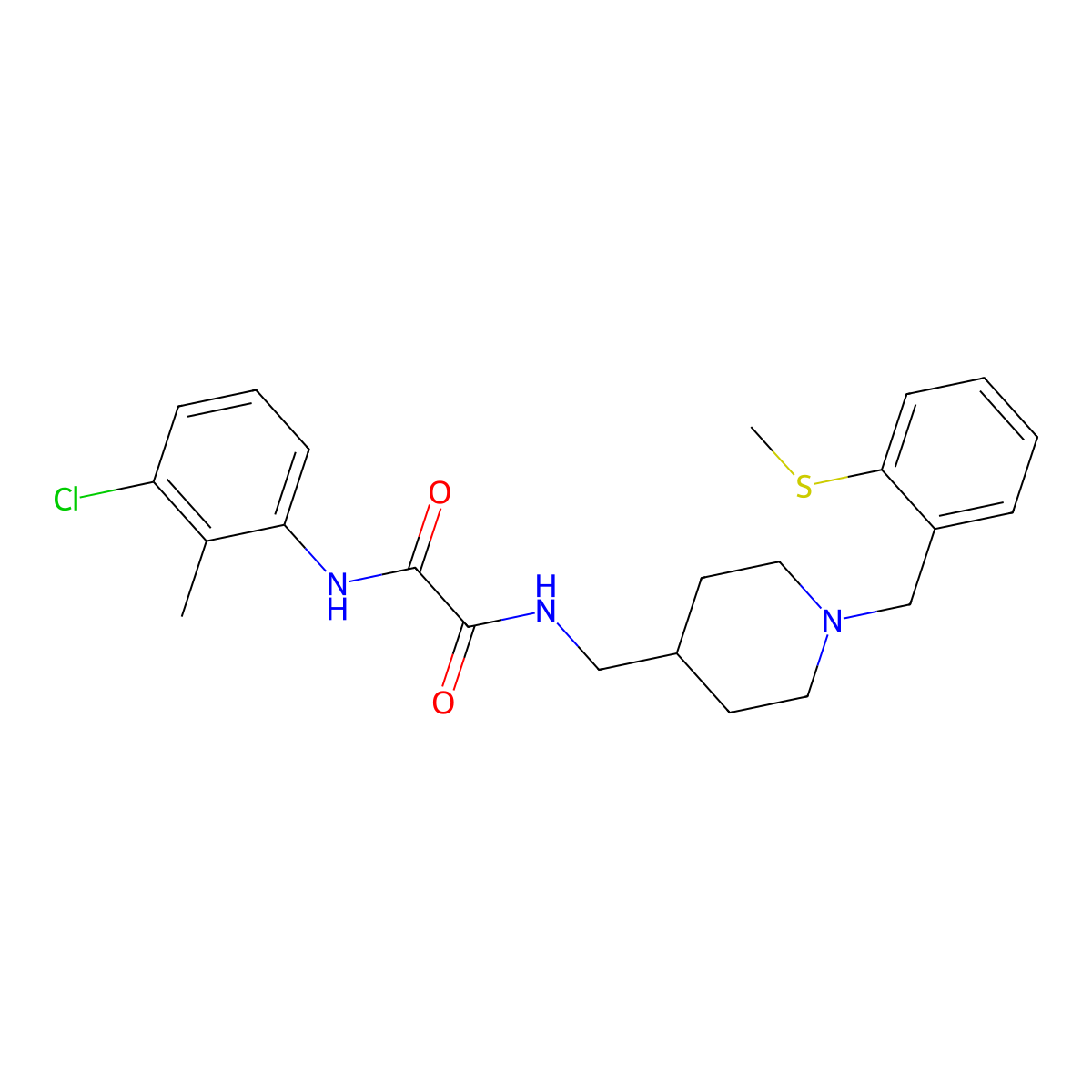 N1-(3-chloro-2-methylphenyl)-N2-((1-(2-(methylthio)benzyl)piperidin-4-yl)methyl)oxalamide molecular structure, CAS 1235021-61-0
