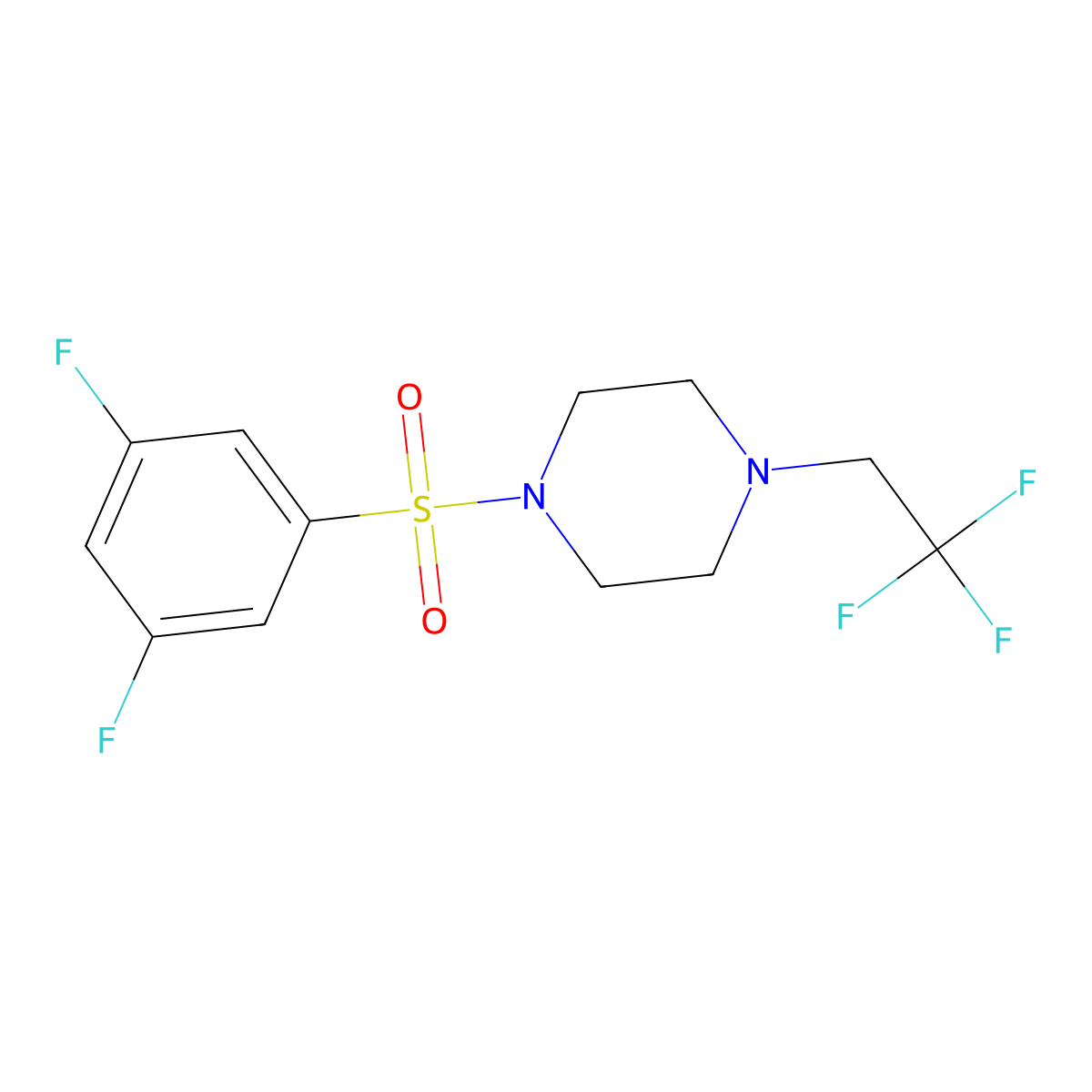 1-((3,5-Difluorophenyl)sulfonyl)-4-(2,2,2-trifluoroethyl)piperazine molecular structure, CAS 1235022-00-0