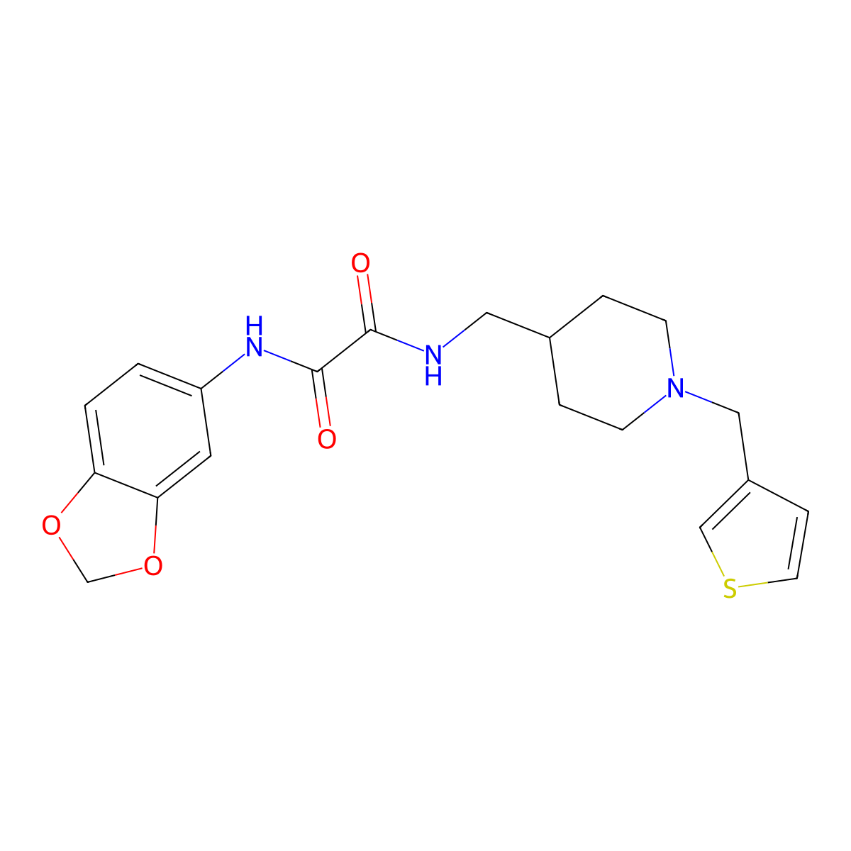 N1-(benzo[d][1,3]dioxol-5-yl)-N2-((1-(thiophen-3-ylmethyl)piperidin-4-yl)methyl)oxalamide molecular structure, CAS 1235022-09-9