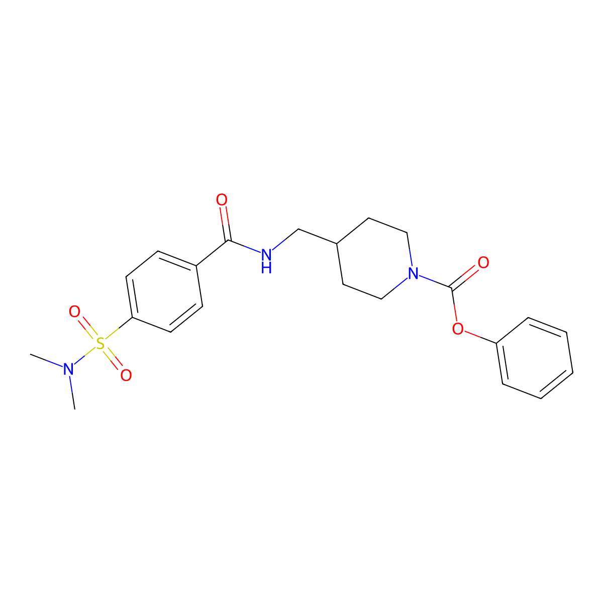 phenyl 4-((4-(N,N-dimethylsulfamoyl)benzamido)methyl)piperidine-1-carboxylate molecular structure, CAS 1235022-38-4