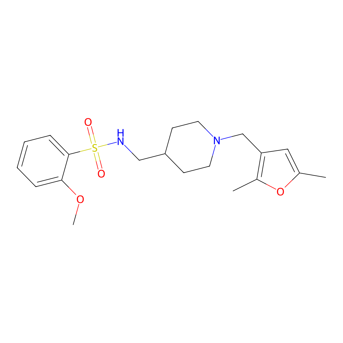N-((1-((2,5-dimethylfuran-3-yl)methyl)piperidin-4-yl)methyl)-2-methoxybenzenesulfonamide molecular structure, CAS 1235026-75-1