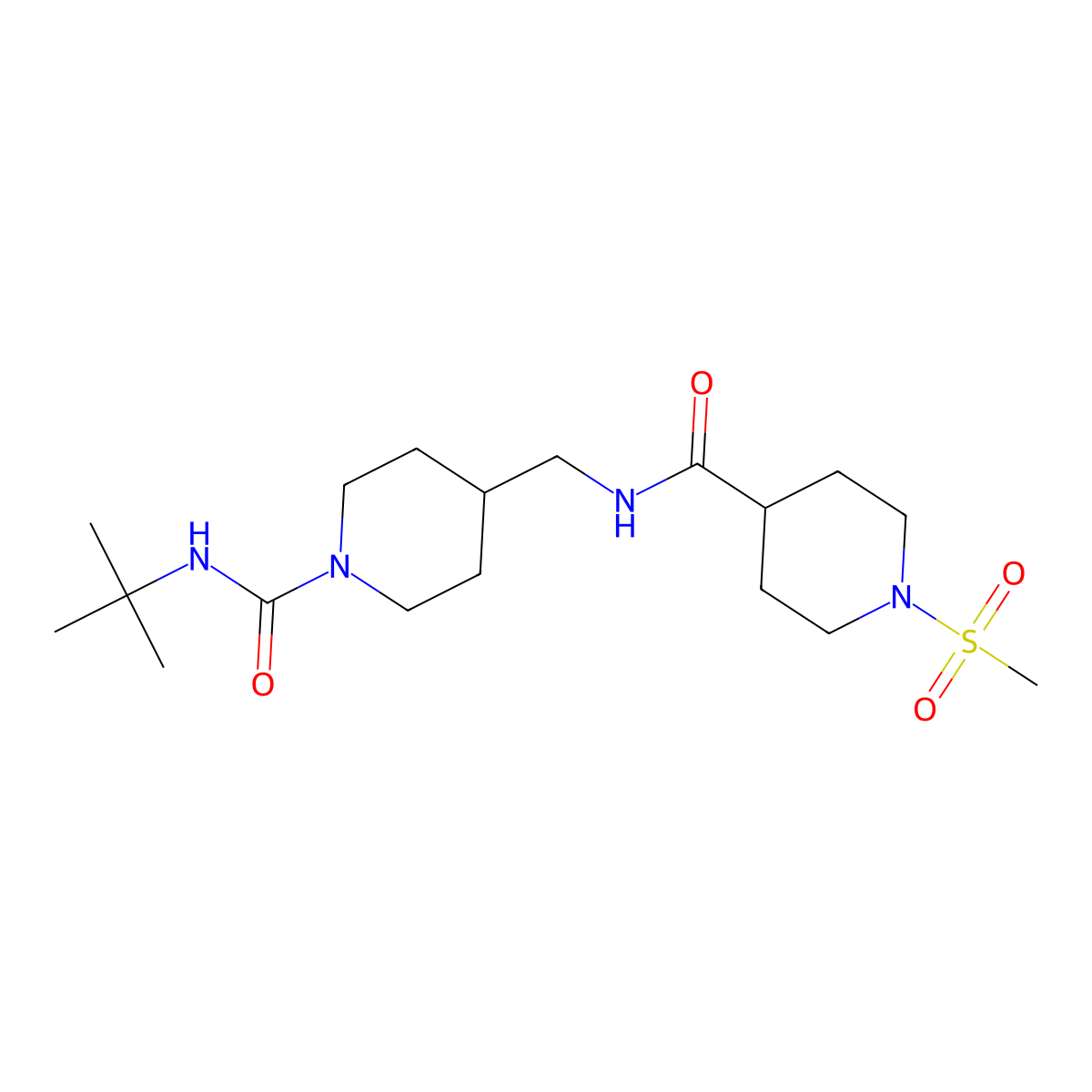 N-{[1-(tert-butylcarbamoyl)piperidin-4-yl]methyl}-1-methanesulfonylpiperidine-4-carboxamide molecular structure, CAS 1235026-79-5