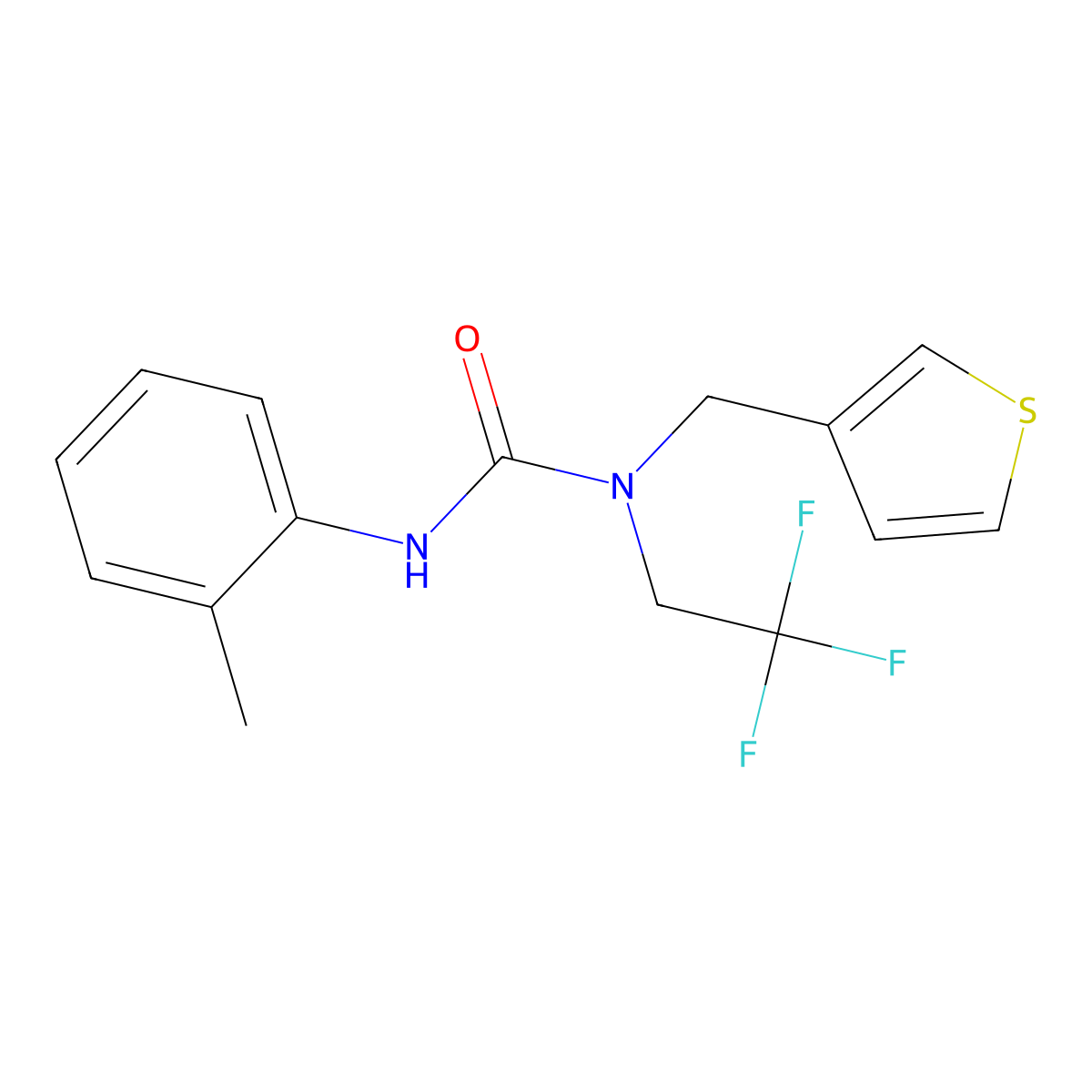 1-(Thiophen-3-ylmethyl)-3-(o-tolyl)-1-(2,2,2-trifluoroethyl)urea molecular structure, CAS 1235027-50-5