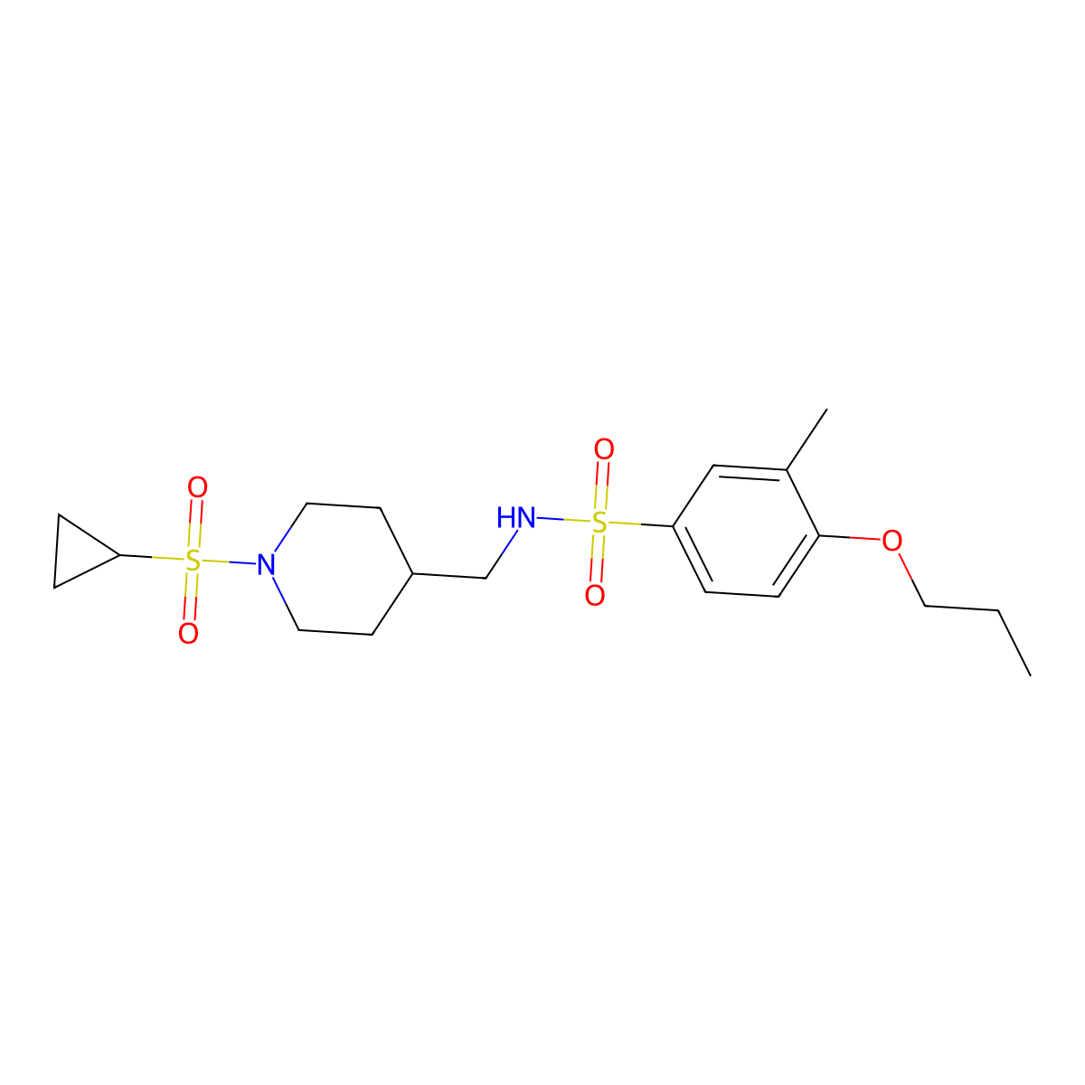 N-((1-(cyclopropylsulfonyl)piperidin-4-yl)methyl)-3-methyl-4-propoxybenzenesulfonamide molecular structure, CAS 1235027-77-6