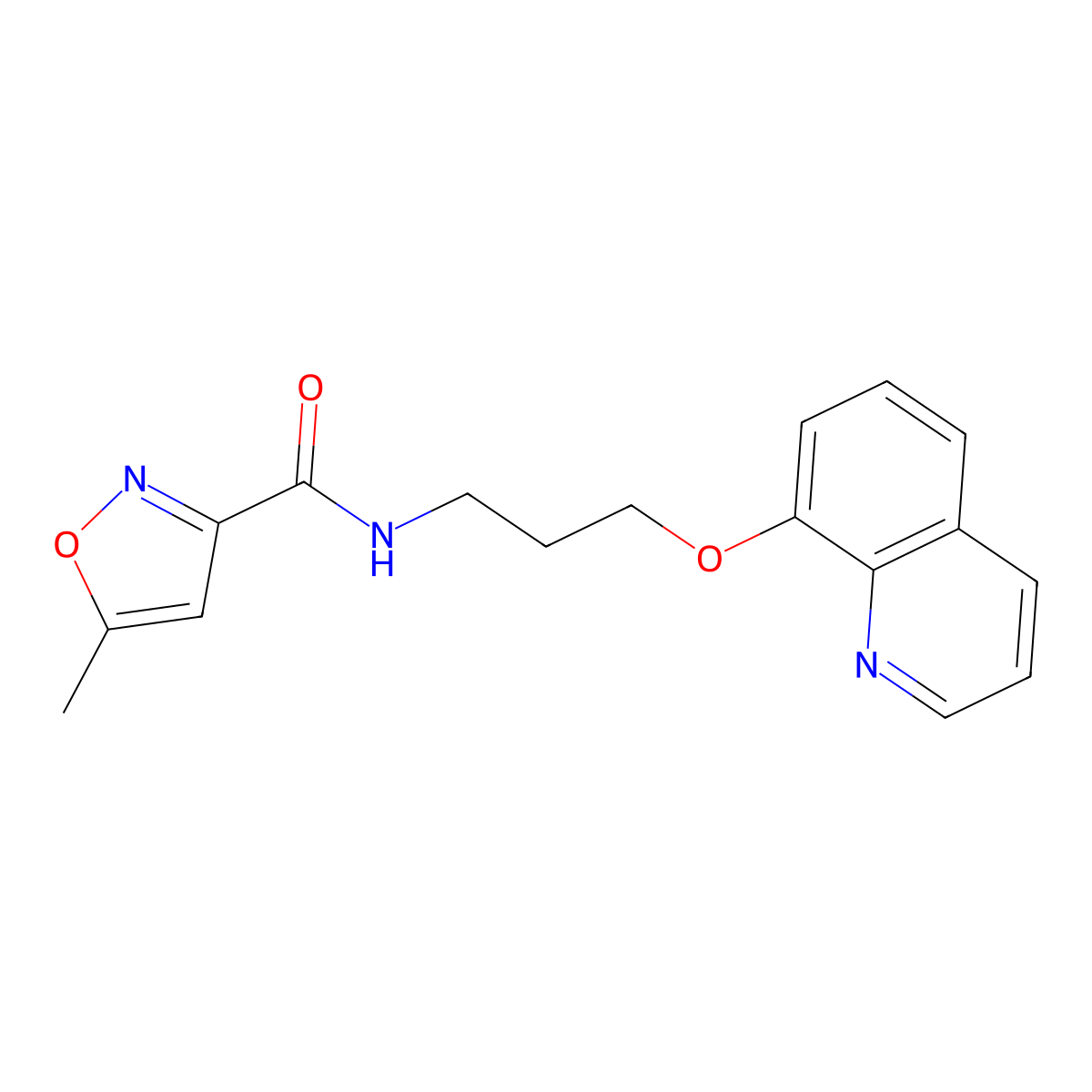 5-methyl-N-[3-(quinolin-8-yloxy)propyl]-1,2-oxazole-3-carboxamide molecular structure, CAS 1235028-53-1