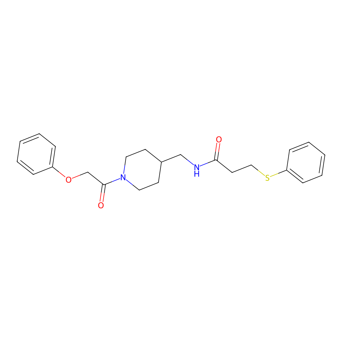 N-((1-(2-phenoxyacetyl)piperidin-4-yl)methyl)-3-(phenylthio)propanamide molecular structure, CAS 1235028-56-4