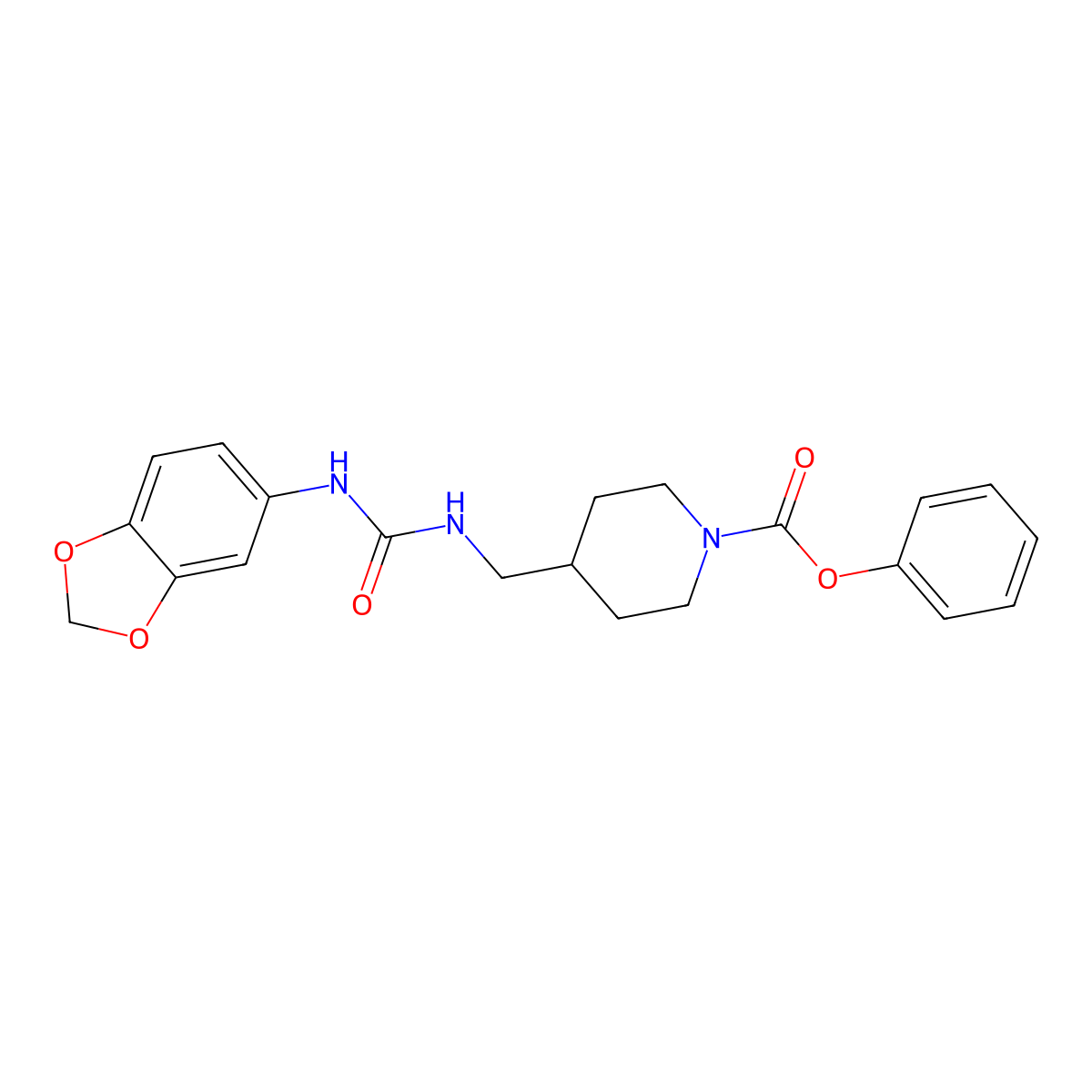 phenyl 4-({[(2H-1,3-benzodioxol-5-yl)carbamoyl]amino}methyl)piperidine-1-carboxylate molecular structure, CAS 1235029-03-4