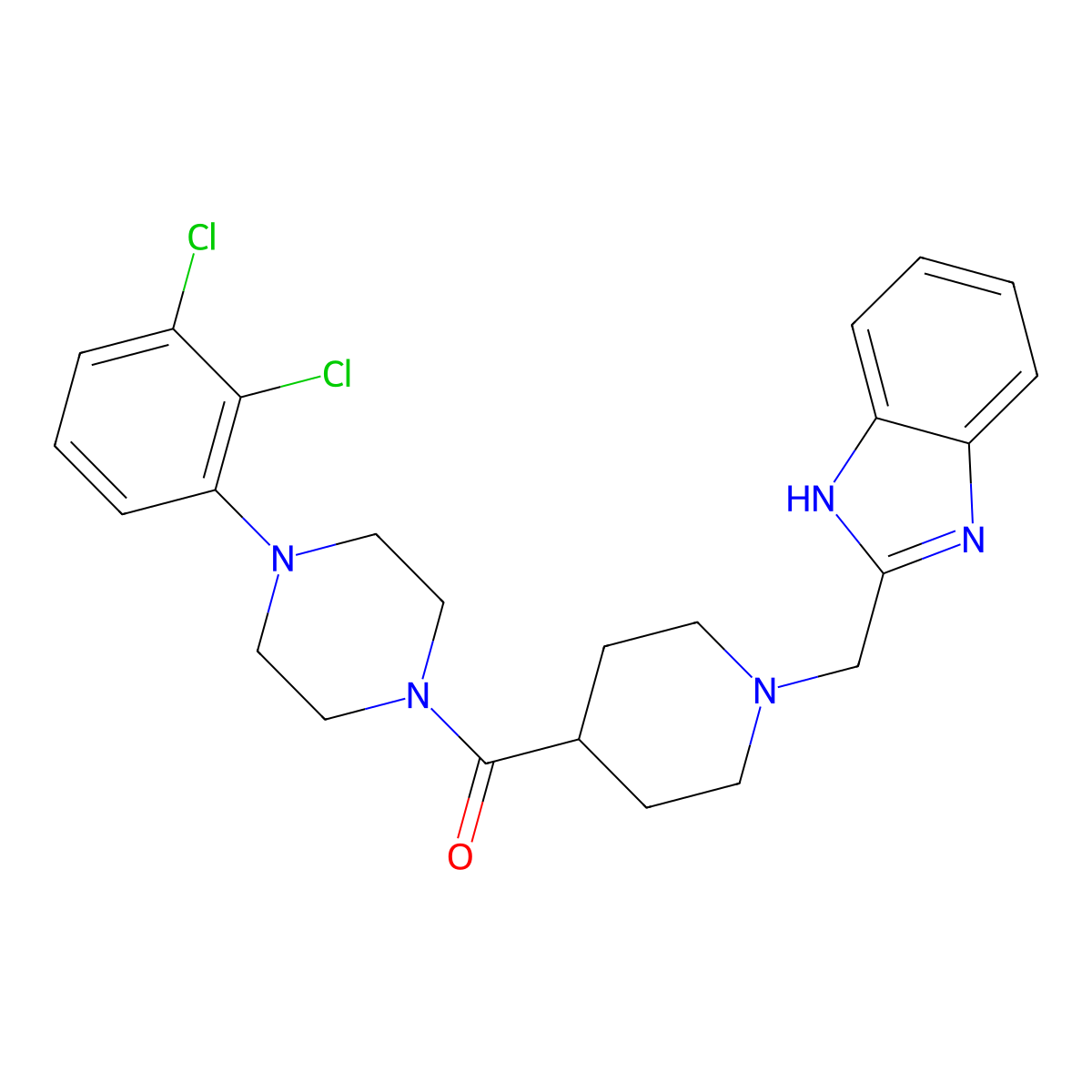 (1-((1H-benzo[d]imidazol-2-yl)methyl)piperidin-4-yl)(4-(2,3-dichlorophenyl)piperazin-1-yl)methanone molecular structure, CAS 1235029-82-9