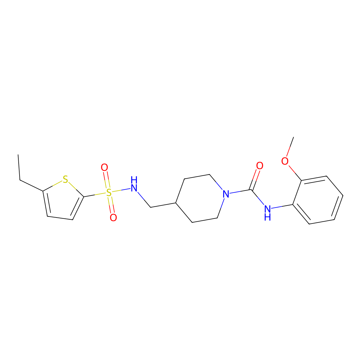 4-[(5-ethylthiophene-2-sulfonamido)methyl]-N-(2-methoxyphenyl)piperidine-1-carboxamide molecular structure, CAS 1235030-29-1
