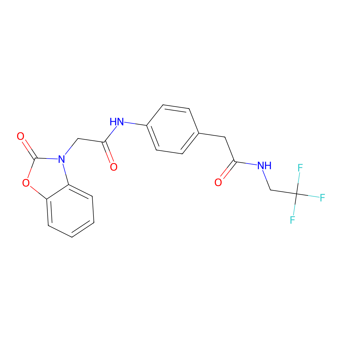 N-(4-(2-oxo-2-((2,2,2-trifluoroethyl)amino)ethyl)phenyl)-2-(2-oxobenzo[d]oxazol-3(2H)-yl)acetamide molecular structure, CAS 1235030-42-8