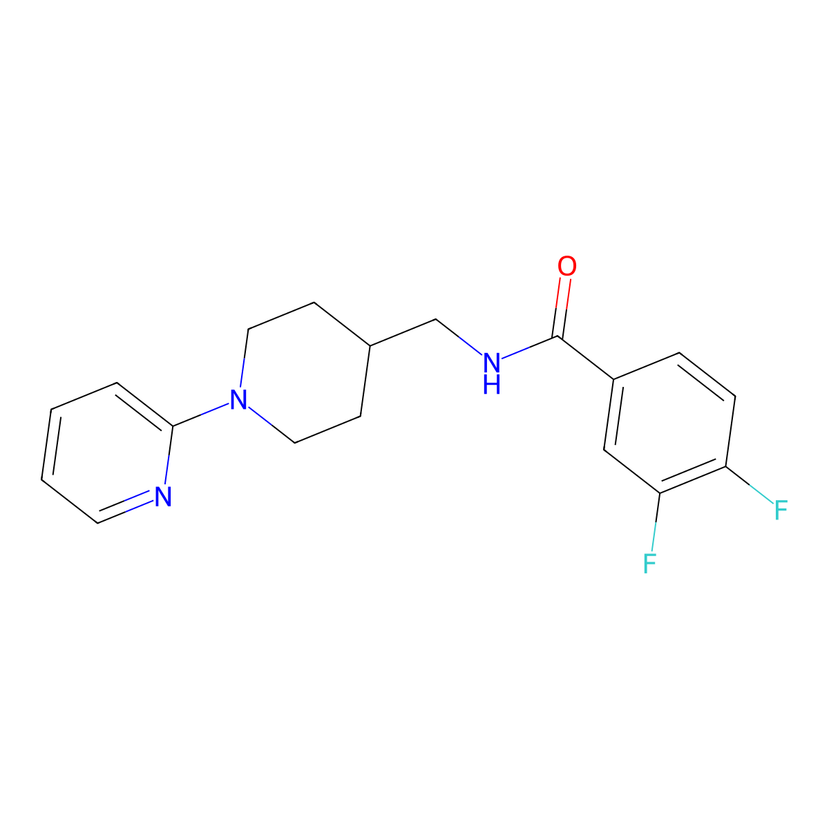 3,4-difluoro-N-{[1-(pyridin-2-yl)piperidin-4-yl]methyl}benzamide molecular structure, CAS 1235031-58-9