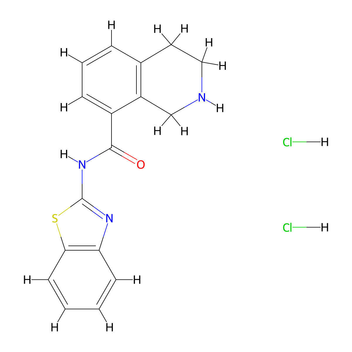 N-(benzo[d]thiazol-2-yl)-1,2,3,4-tetrahydroisoquinoline-8-carboxamide dihydrochloride molecular structure, CAS 1235034-72-6
