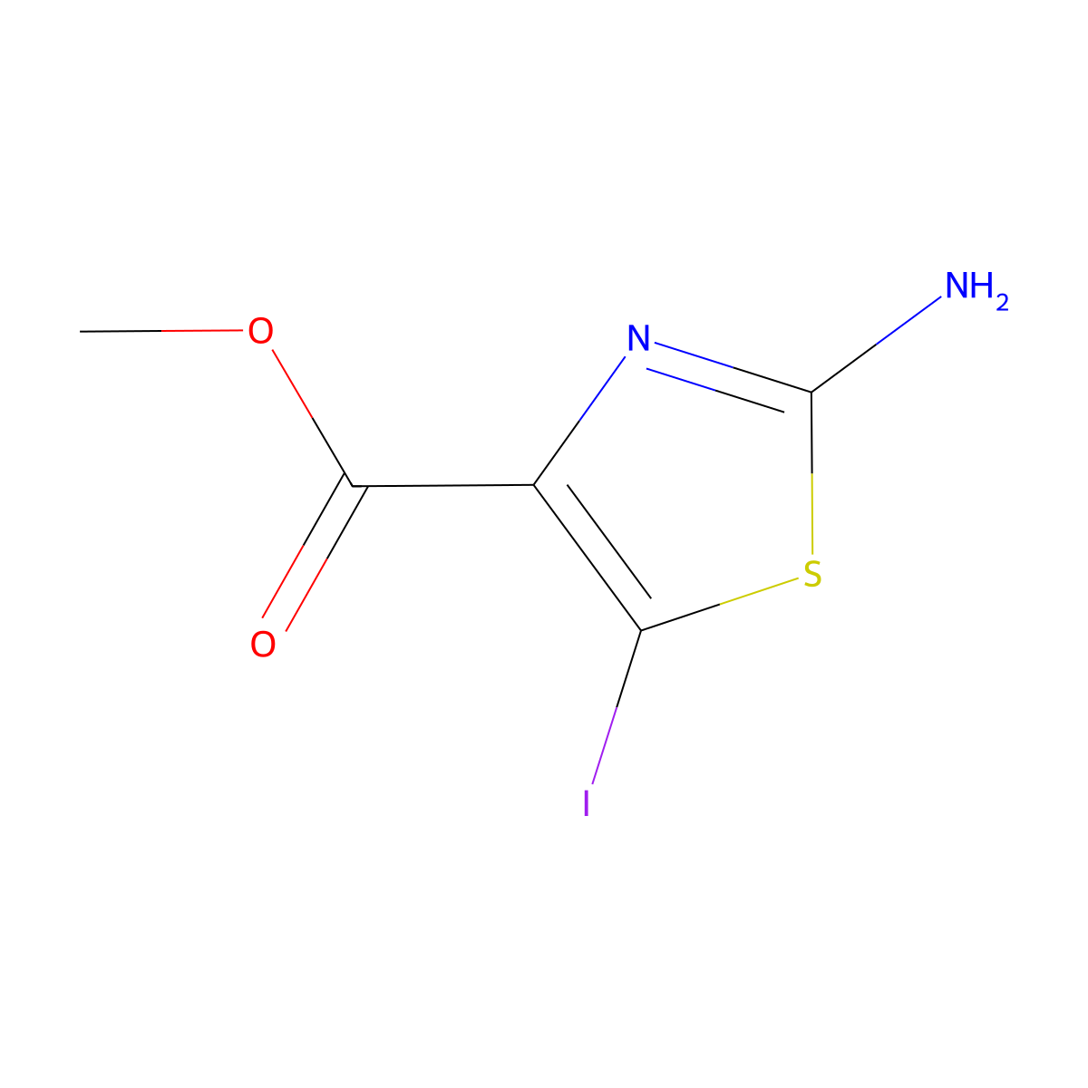 Methyl 2-amino-5-iodothiazole-4-carboxylate molecular structure, CAS 1235034-76-0