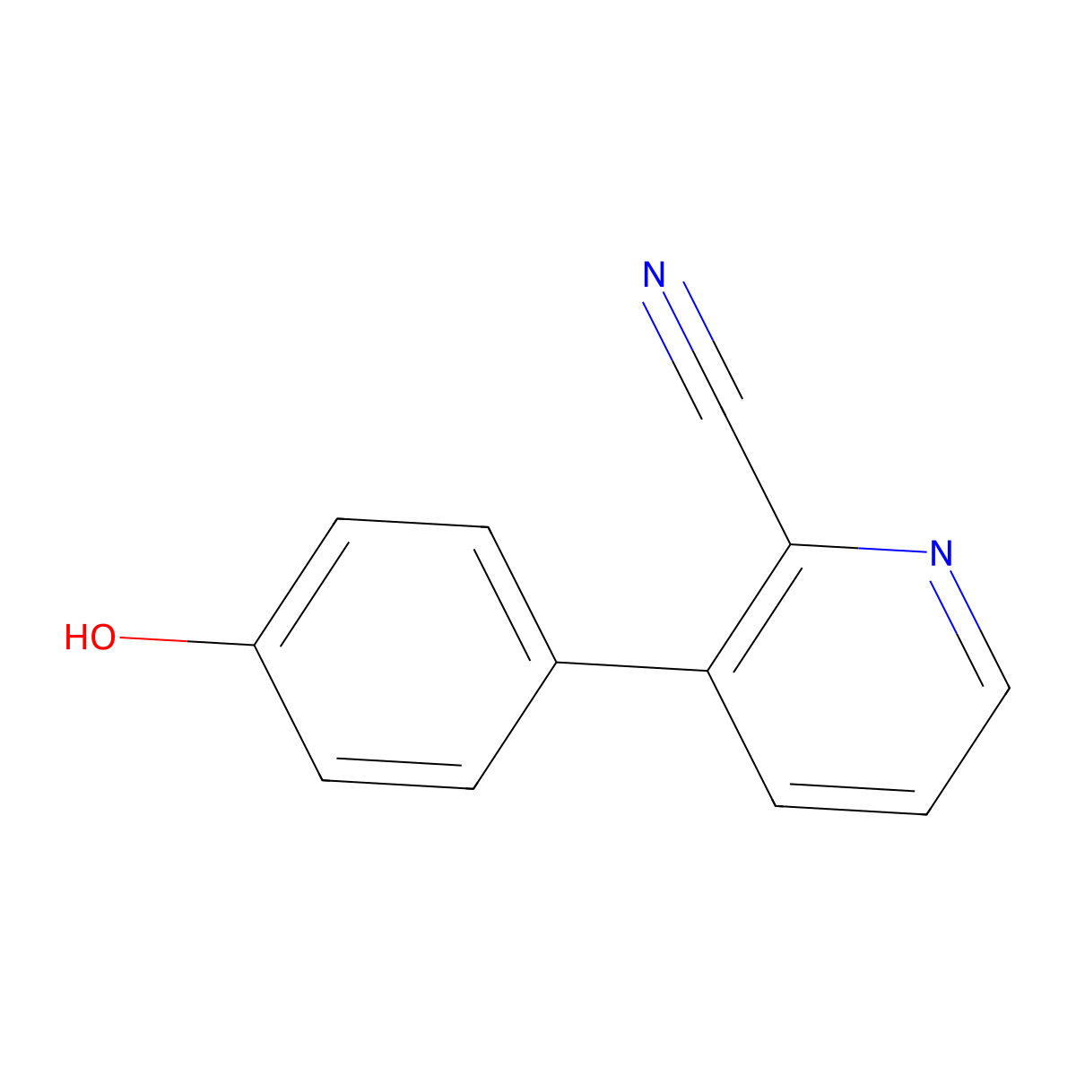 3-(4-Hydroxyphenyl)pyridine-2-carbonitrile molecular structure, CAS 1235035-68-3
