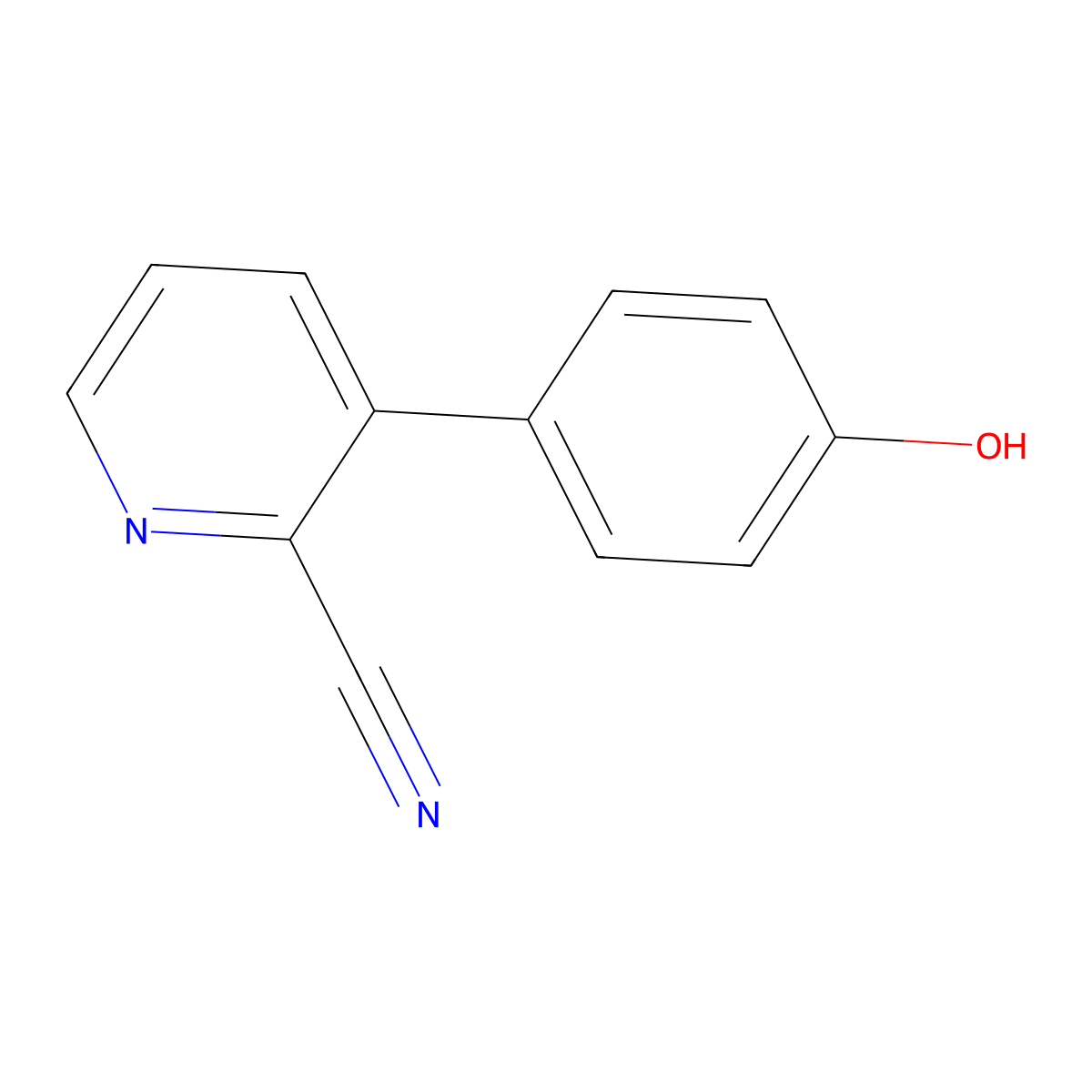 3-(4-Hydroxyphenyl)pyridine-2-carbonitrile molecular structure, CAS 1235035-68-3