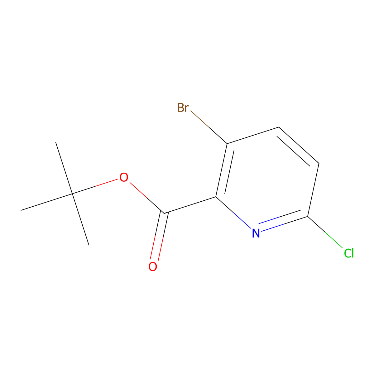 tert-Butyl 3-bromo-6-chloropyridine-2-carboxylate molecular structure, CAS 1235036-15-3