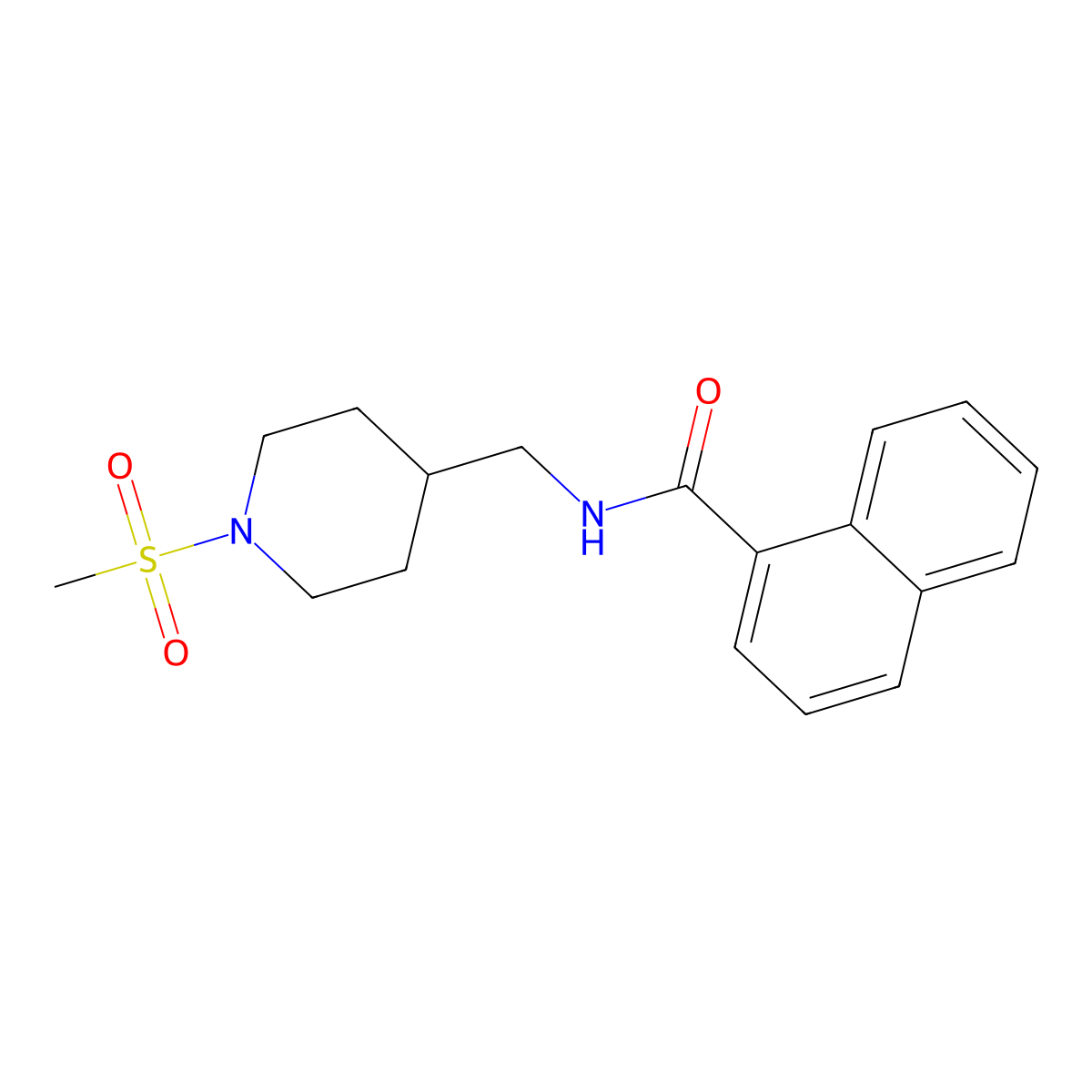 N-((1-(methylsulfonyl)piperidin-4-yl)methyl)-1-naphthamide molecular structure, CAS 1235037-87-2