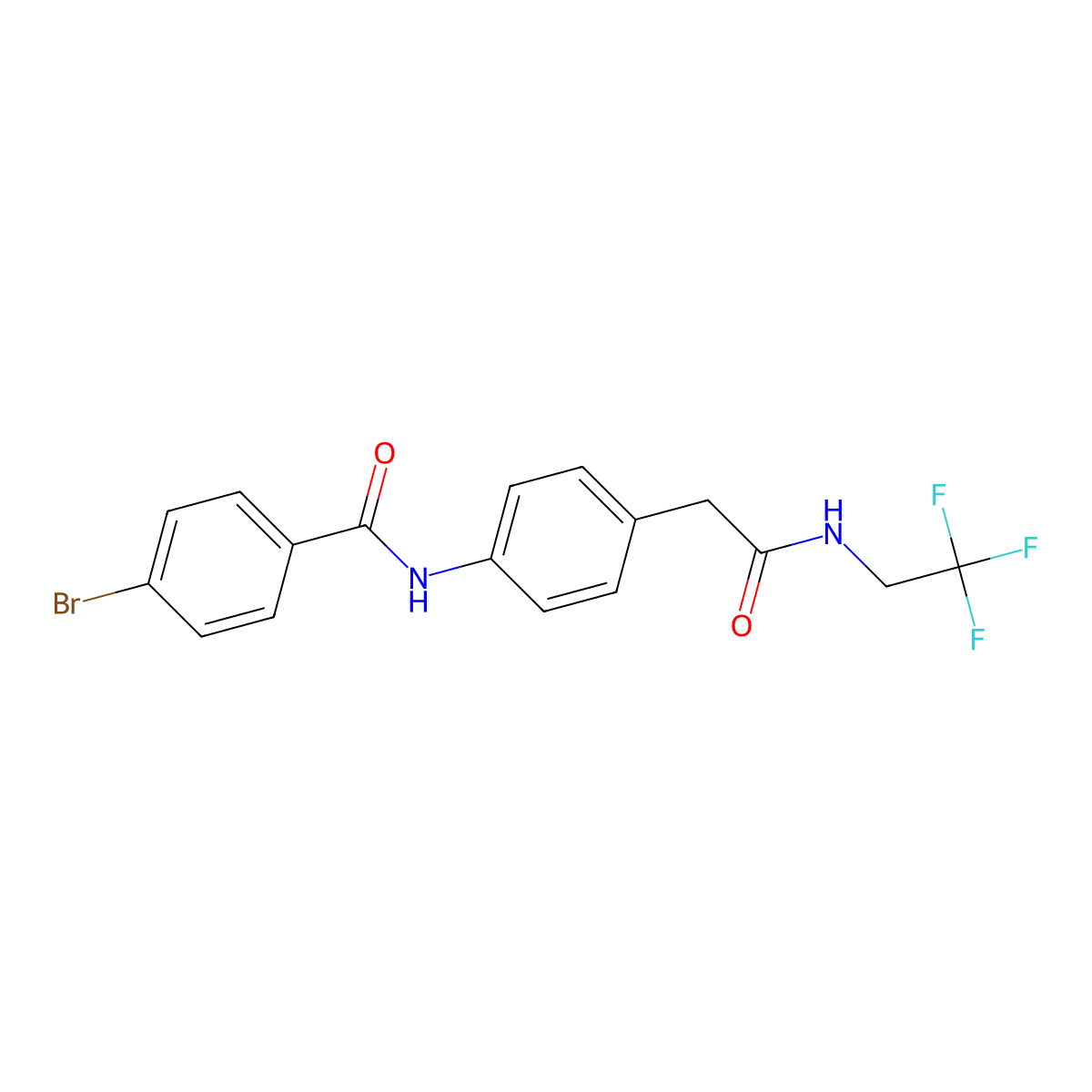 4-bromo-N-(4-(2-oxo-2-((2,2,2-trifluoroethyl)amino)ethyl)phenyl)benzamide molecular structure, CAS 1235038-40-0