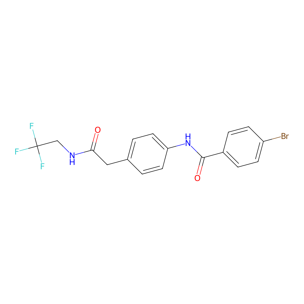 4-bromo-N-(4-(2-oxo-2-((2,2,2-trifluoroethyl)amino)ethyl)phenyl)benzamide molecular structure, CAS 1235038-40-0