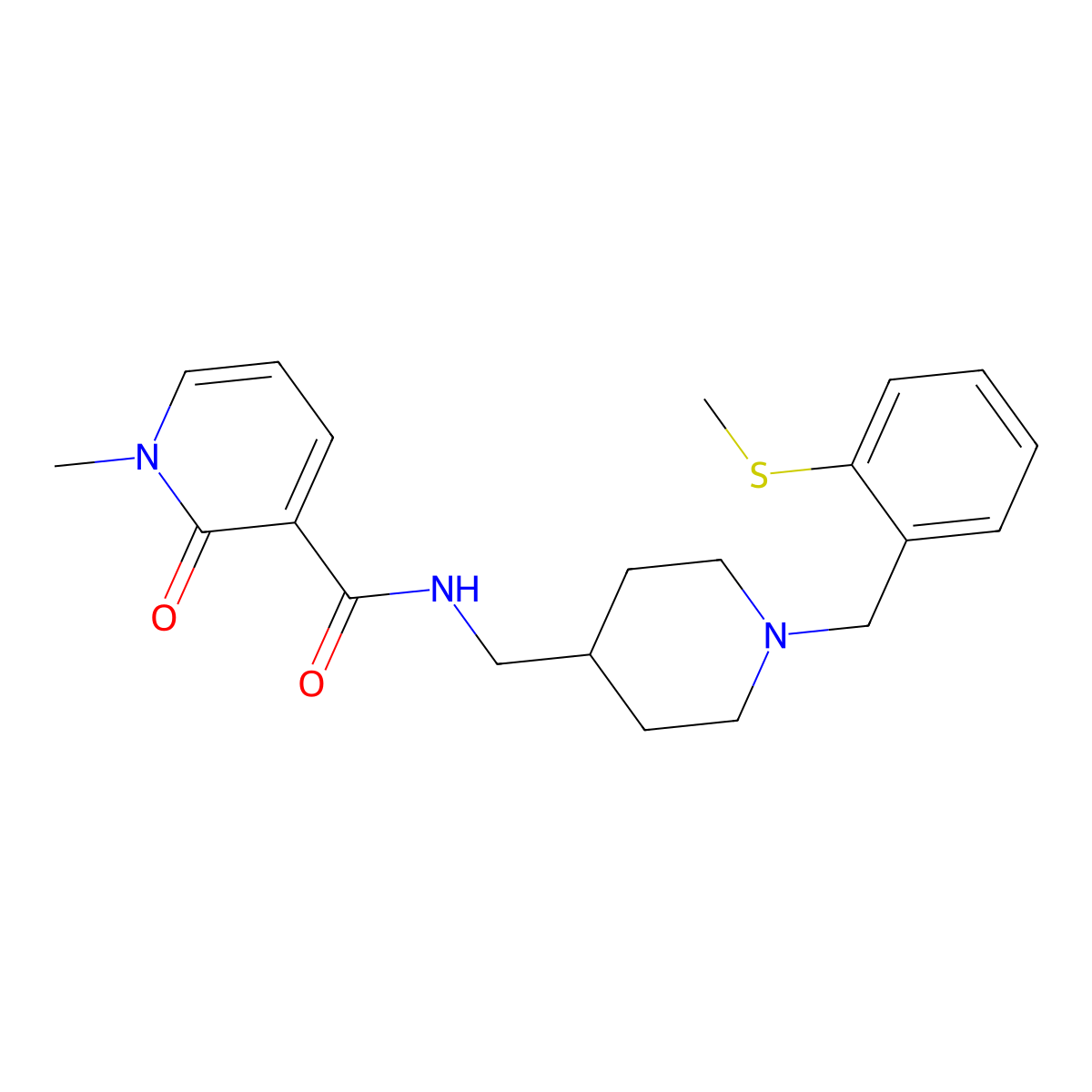1-methyl-N-((1-(2-(methylthio)benzyl)piperidin-4-yl)methyl)-2-oxo-1,2-dihydropyridine-3-carboxamide molecular structure, CAS 1235040-08-0