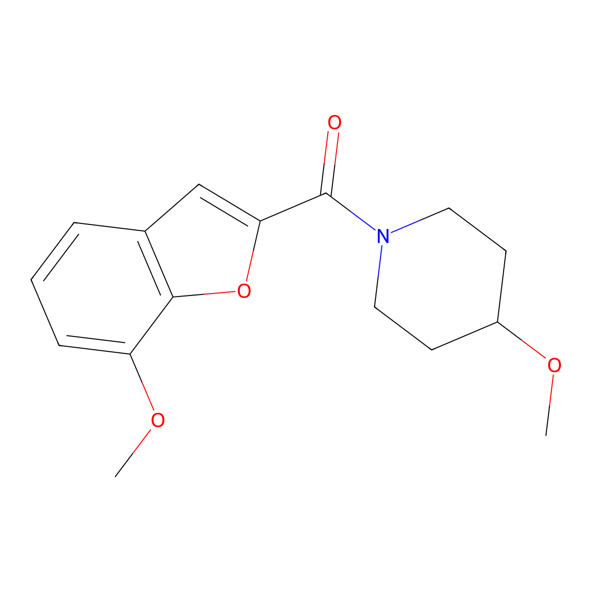 (7-Methoxybenzofuran-2-yl)(4-methoxypiperidin-1-yl)methanone molecular structure, CAS 1235042-23-5