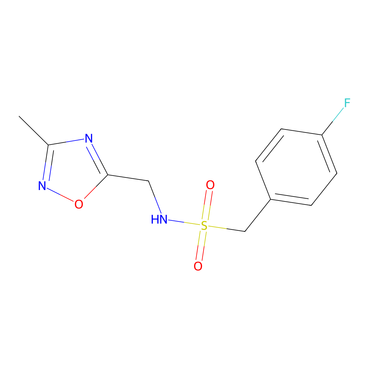 1-(4-fluorophenyl)-N-[(3-methyl-1,2,4-oxadiazol-5-yl)methyl]methanesulfonamide molecular structure, CAS 1235044-49-1