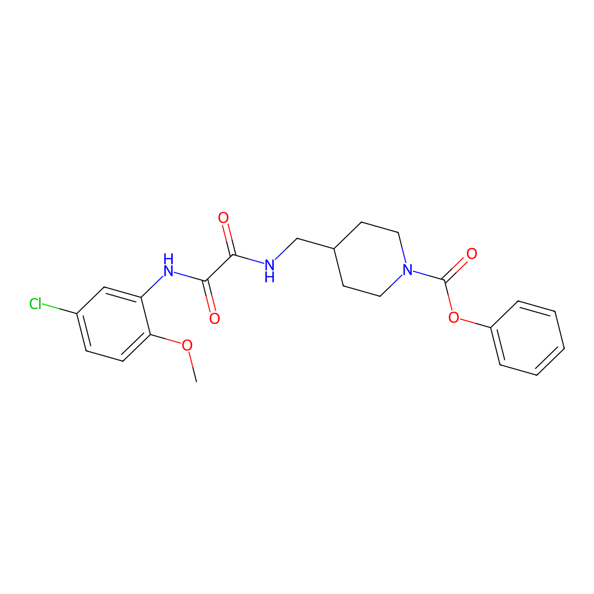Phenyl 4-((2-((5-chloro-2-methoxyphenyl)amino)-2-oxoacetamido)methyl)piperidine-1-carboxylate molecular structure, CAS 1235044-69-5