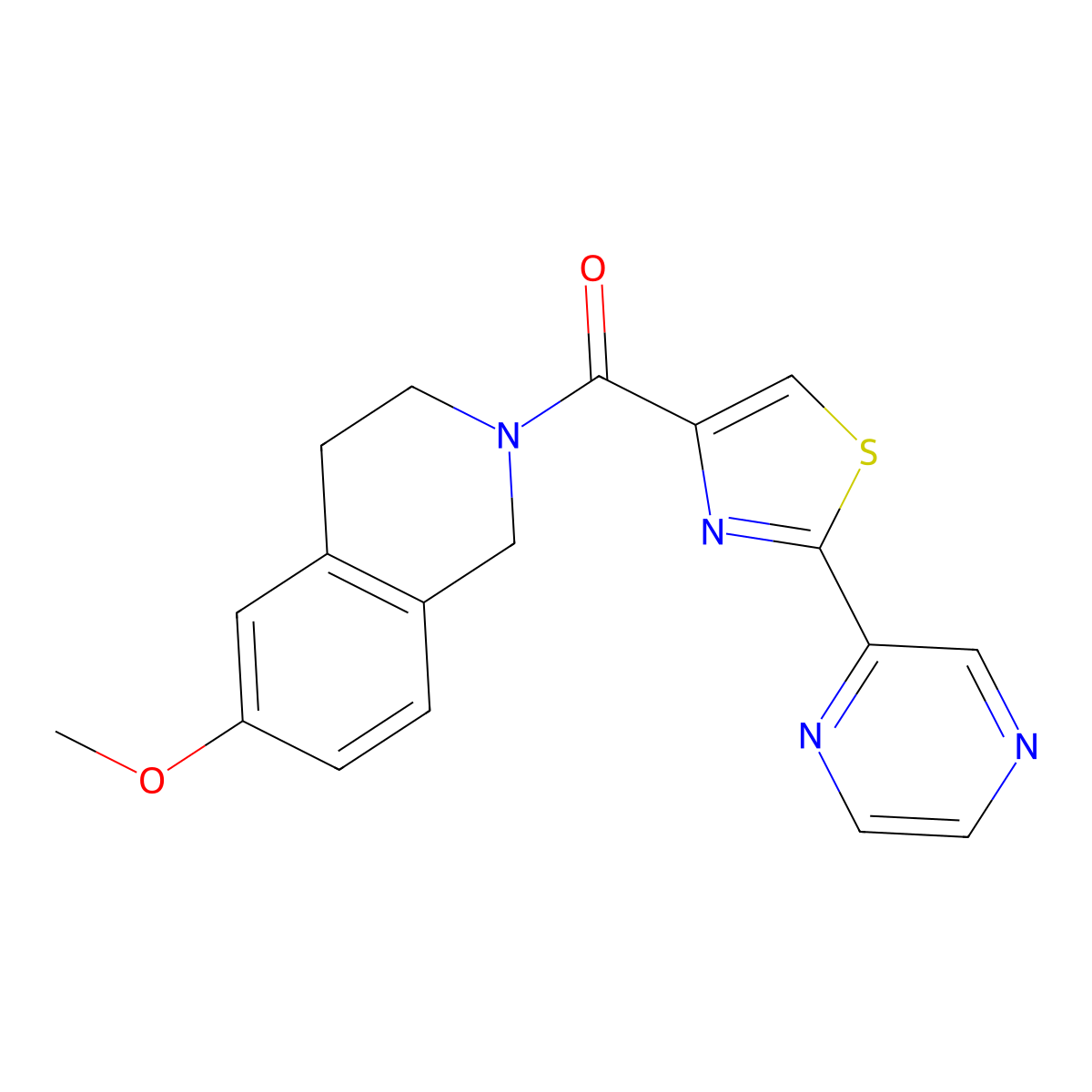 (6-methoxy-3,4-dihydroisoquinolin-2(1H)-yl)(2-(pyrazin-2-yl)thiazol-4-yl)methanone molecular structure, CAS 1235046-24-8