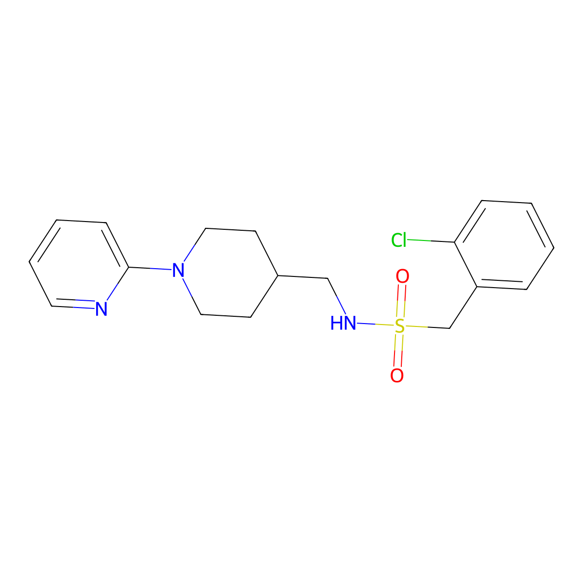 1-(2-chlorophenyl)-N-{[1-(pyridin-2-yl)piperidin-4-yl]methyl}methanesulfonamide molecular structure, CAS 1235046-45-3