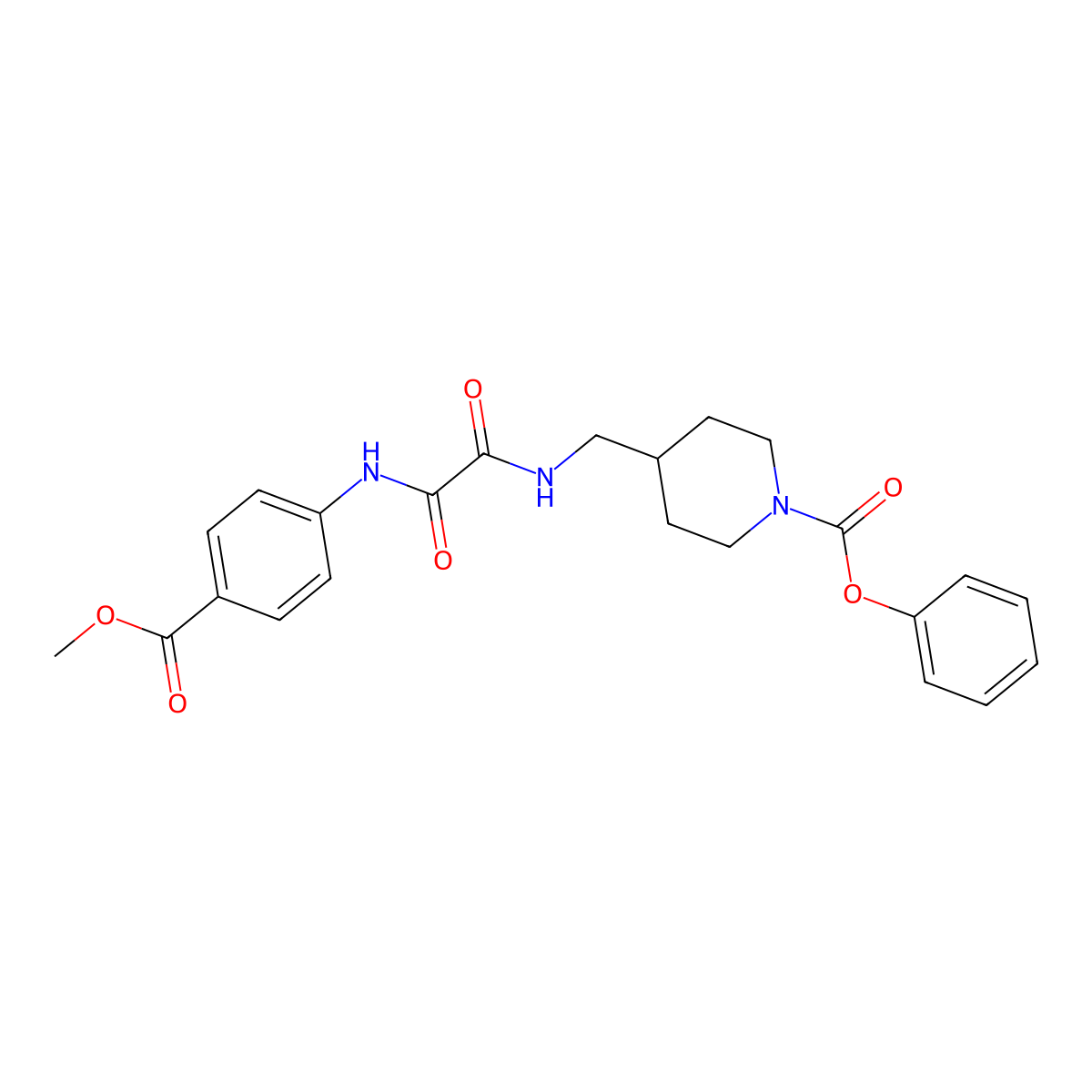Phenyl 4-((2-((4-(methoxycarbonyl)phenyl)amino)-2-oxoacetamido)methyl)piperidine-1-carboxylate molecular structure, CAS 1235049-65-6