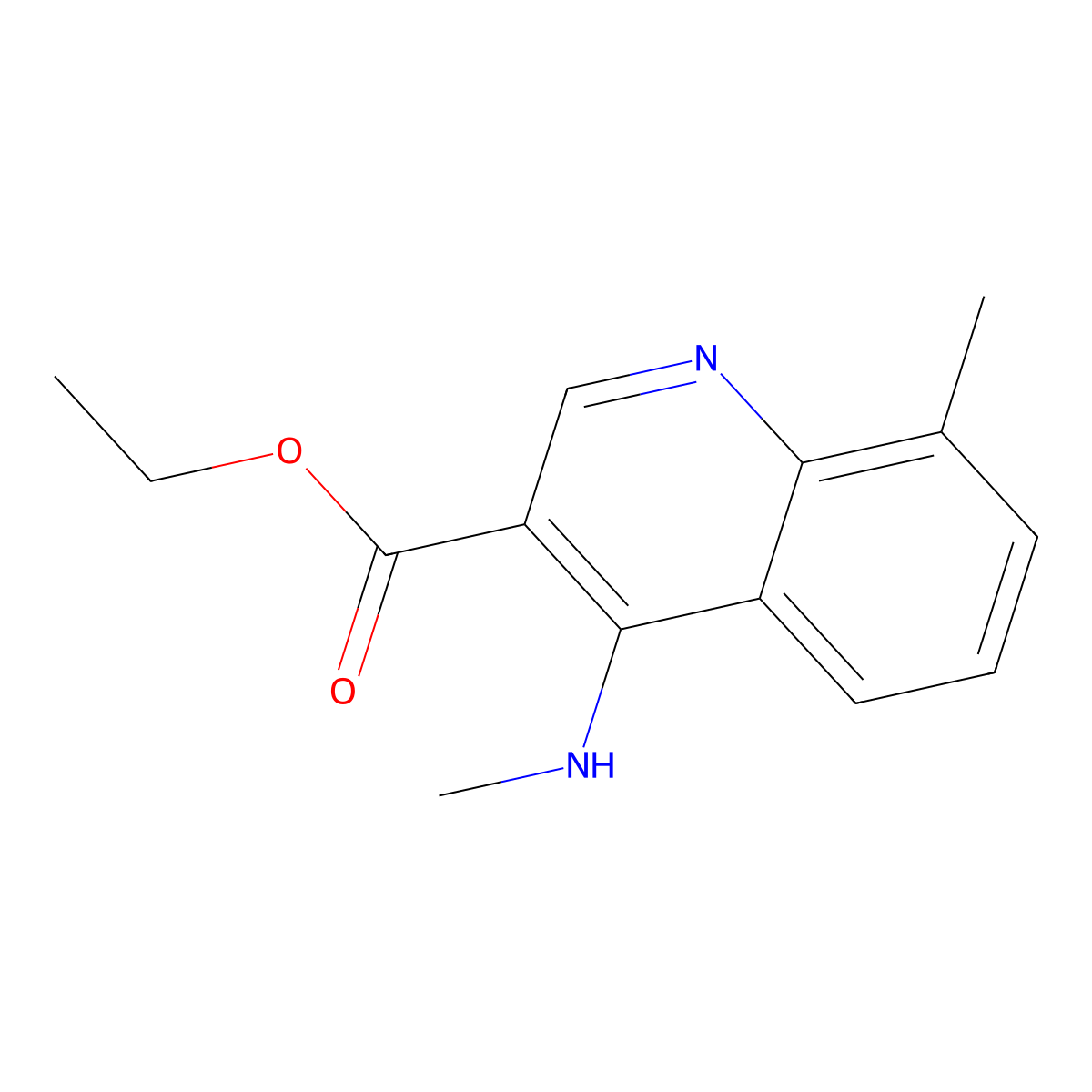 Ethyl 8-methyl-4-(methylamino)quinoline-3-carboxylate molecular structure, CAS 1235049-68-9