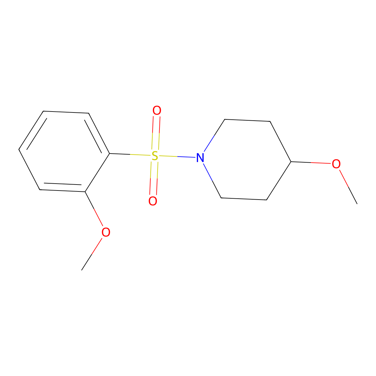 4-Methoxy-1-(2-methoxybenzenesulfonyl)piperidine molecular structure, CAS 1235049-95-2