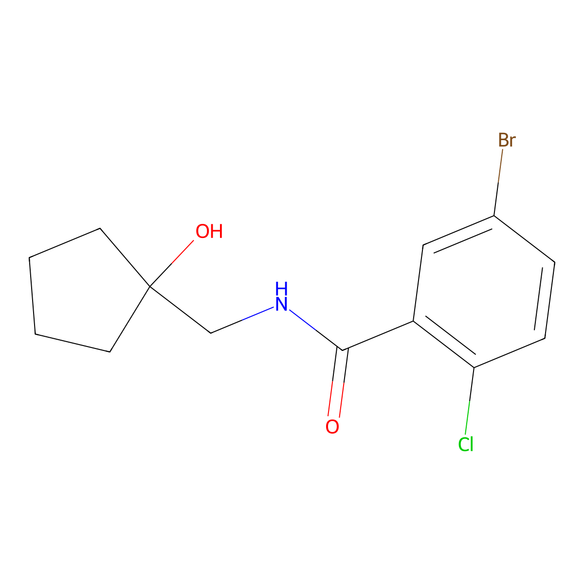 5-bromo-2-chloro-N-[(1-hydroxycyclopentyl)methyl]benzamide molecular structure, CAS 1235050-47-1
