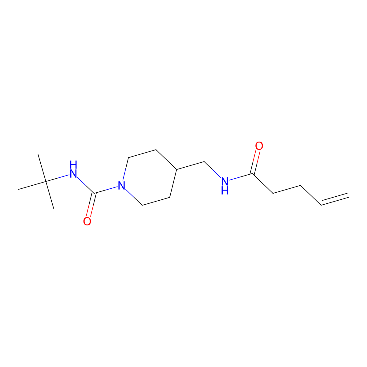 N-(tert-butyl)-4-(pent-4-enamidomethyl)piperidine-1-carboxamide molecular structure, CAS 1235051-28-1